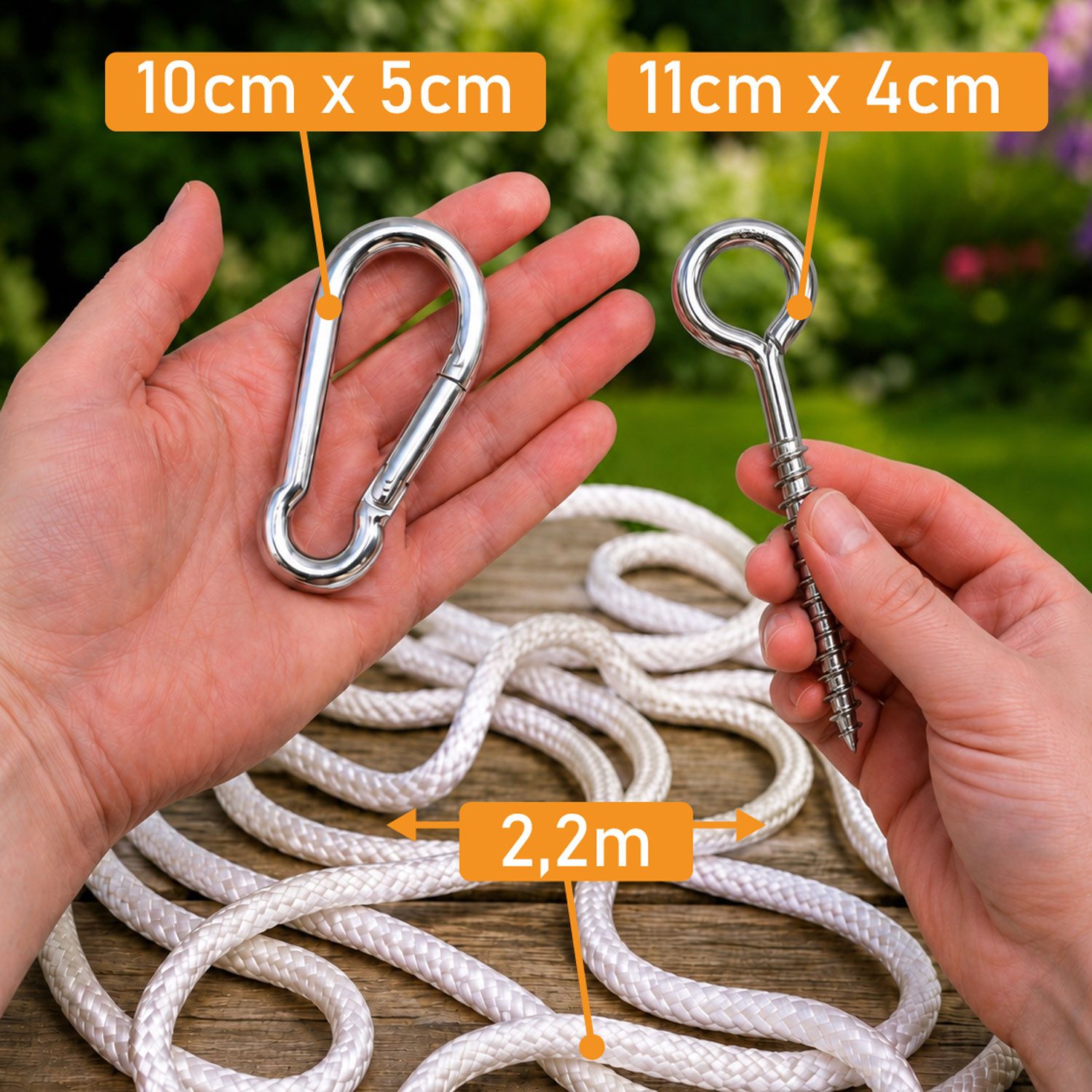 AMANKA Deckenhalter Befestigung für Hängesessel Karabiner mit Seil, Aufhänge Set max bis ca.160kg