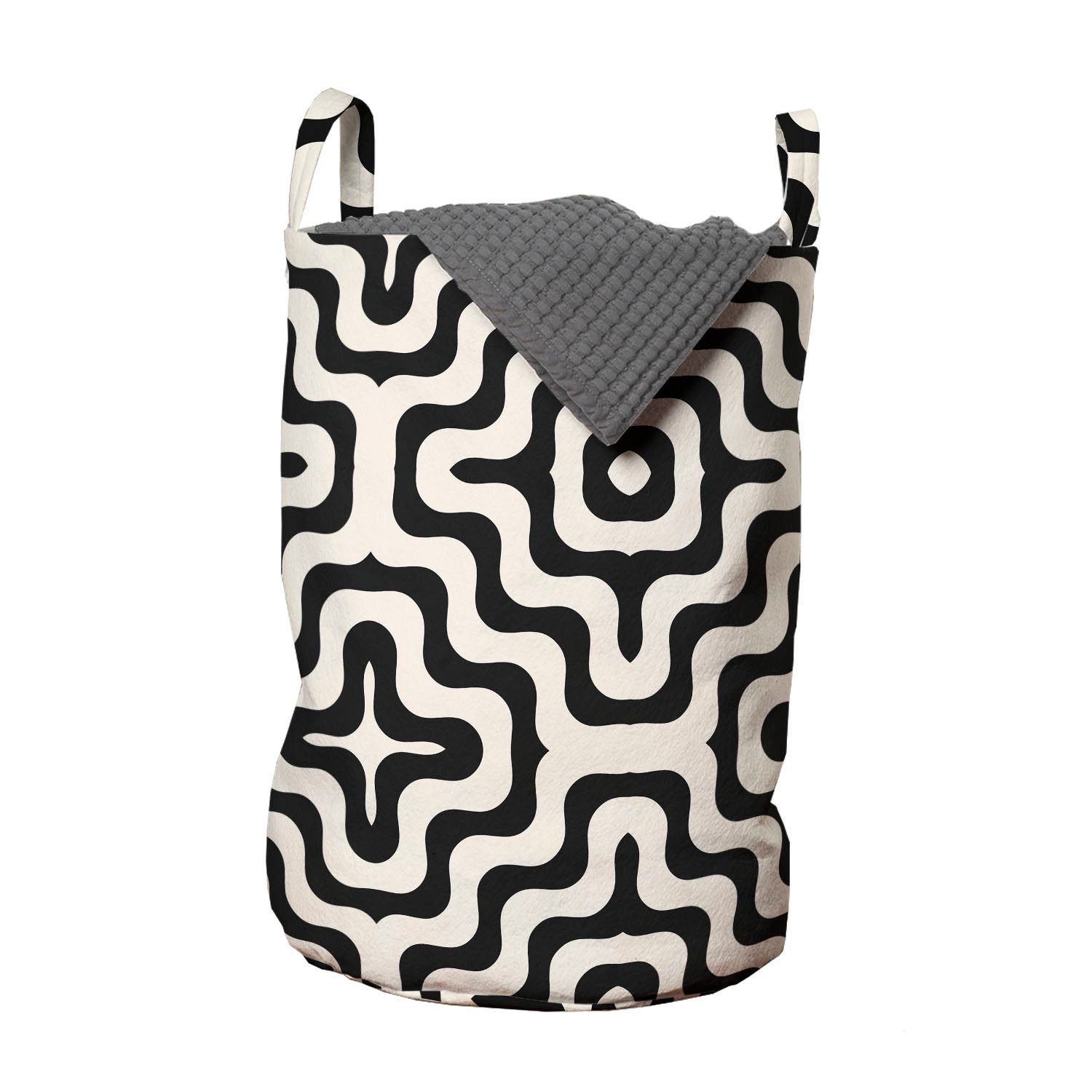 Abakuhaus Wäschesäckchen Wäschekorb mit Griffen Geometrie Wellenförmige für Kordelzugverschluss Waschsalons, Abstrakte Geometric