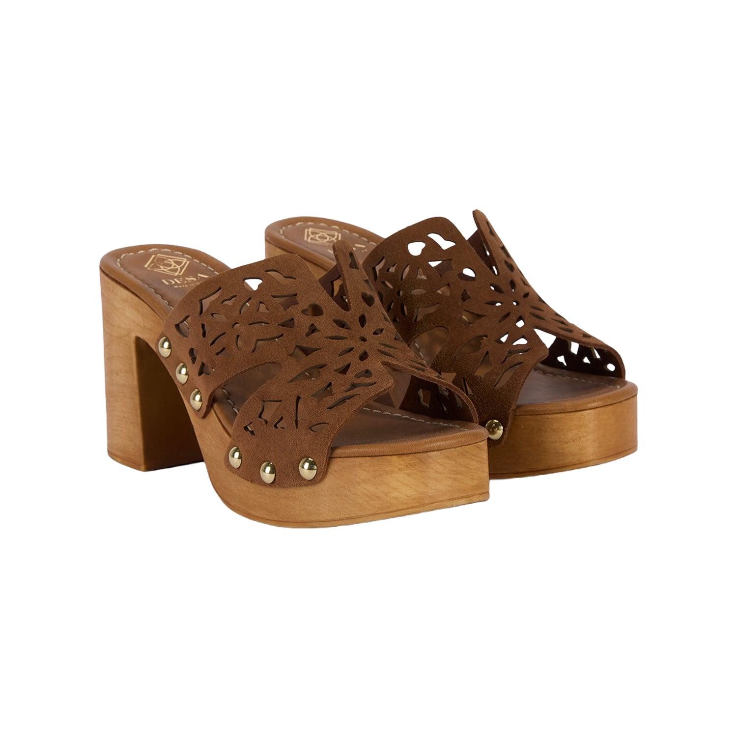 DESA Damen-Plateausandalen aus perforiertem Wildleder Mules