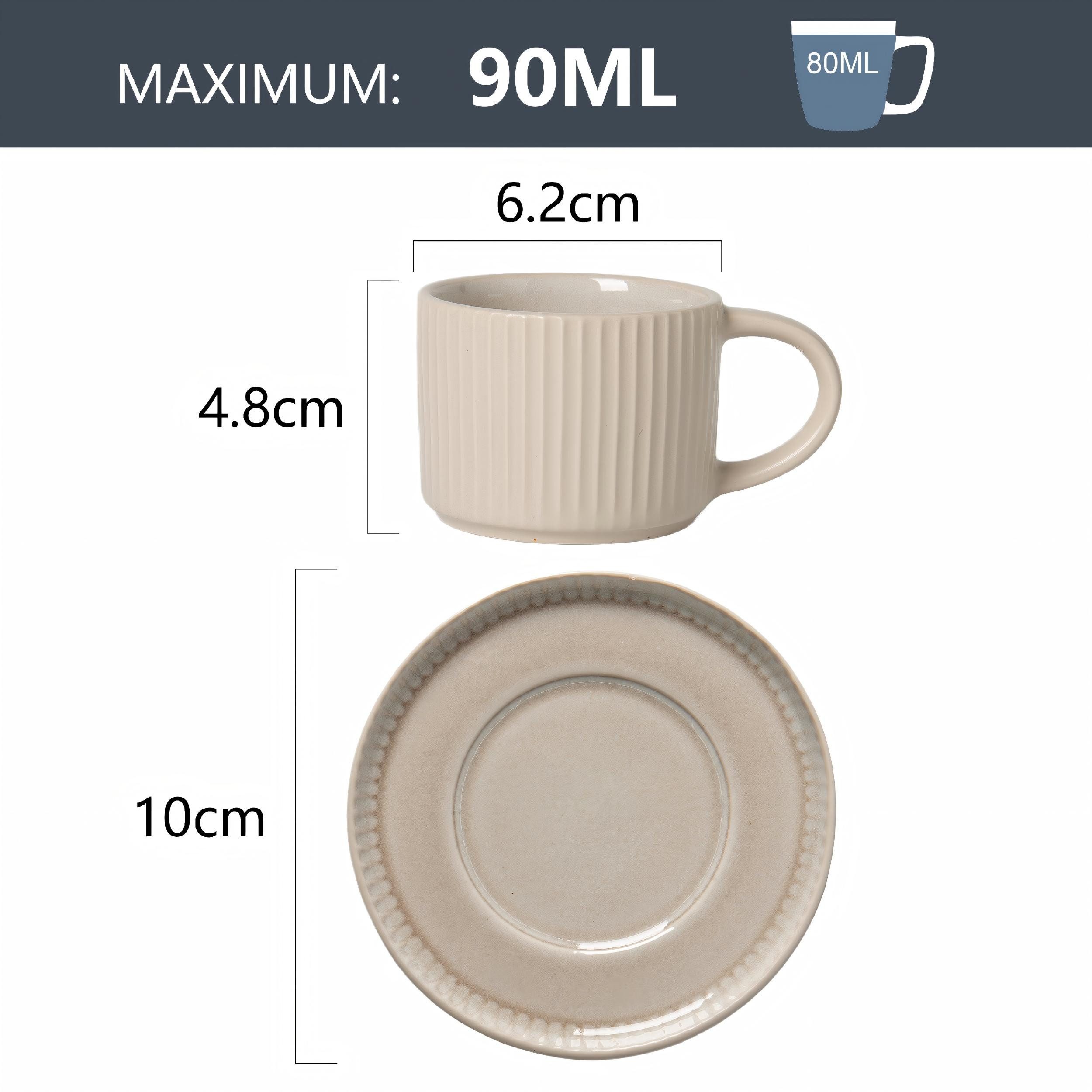 OTTO home Espressotasse Ylvii, 12er Set, bestehend aus 6 Tassen + 6 Untertassen, 12-tlg., Steinzeug, für 6 Personen, spülmaschinenfest und mikrowellengeeignet, 90 ml
