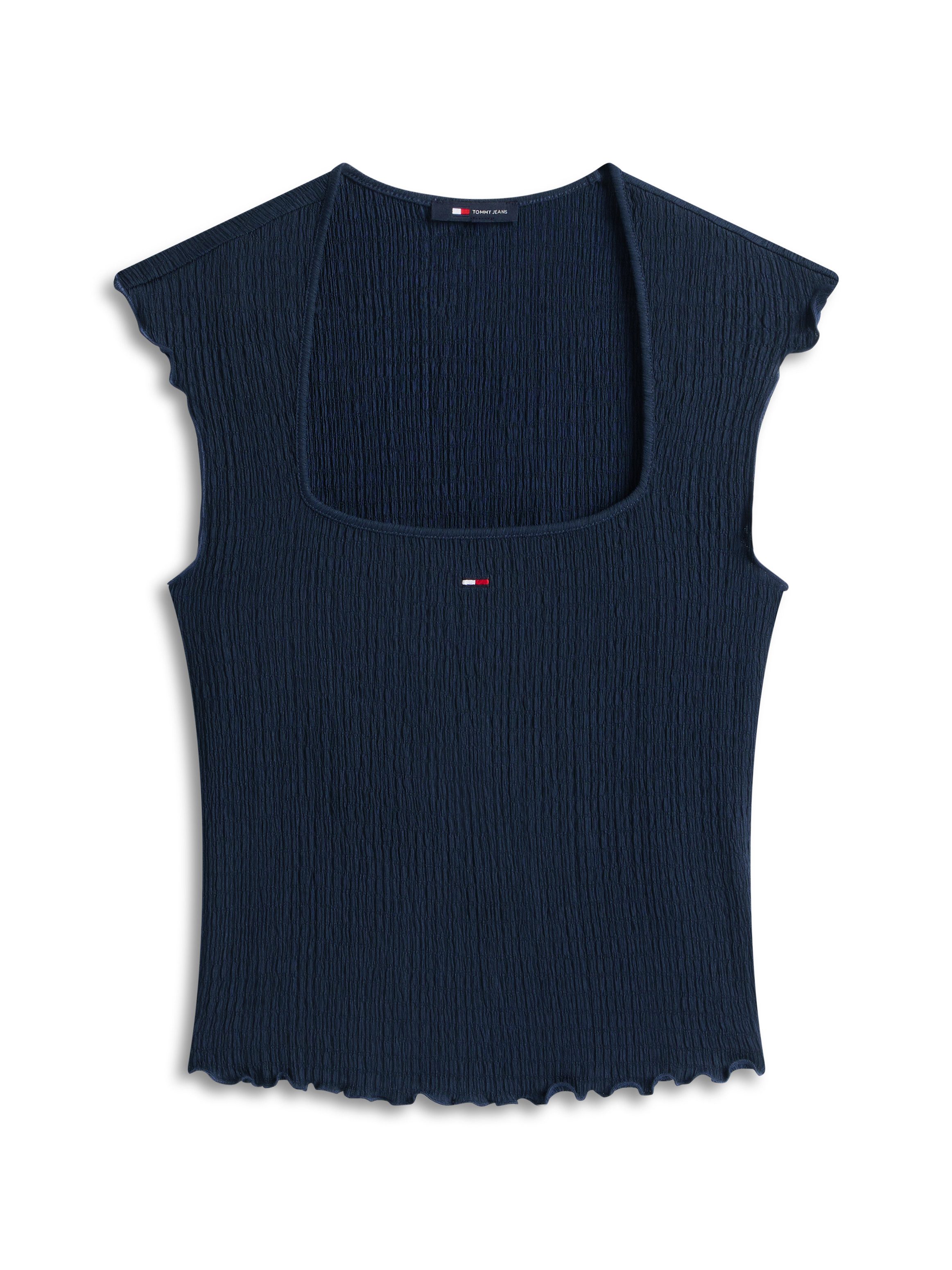 Tommy Jeans Kurzarmshirt TJW SLIM SH SQUARE NCK SMOCK TOP mit dem gewellten Saum – Bild 4 von 5