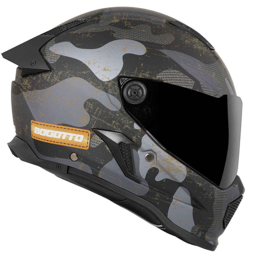 Bogotto Motorradhelm Rapto Camo Helm, vorbereitet für Kommunikationssystem
