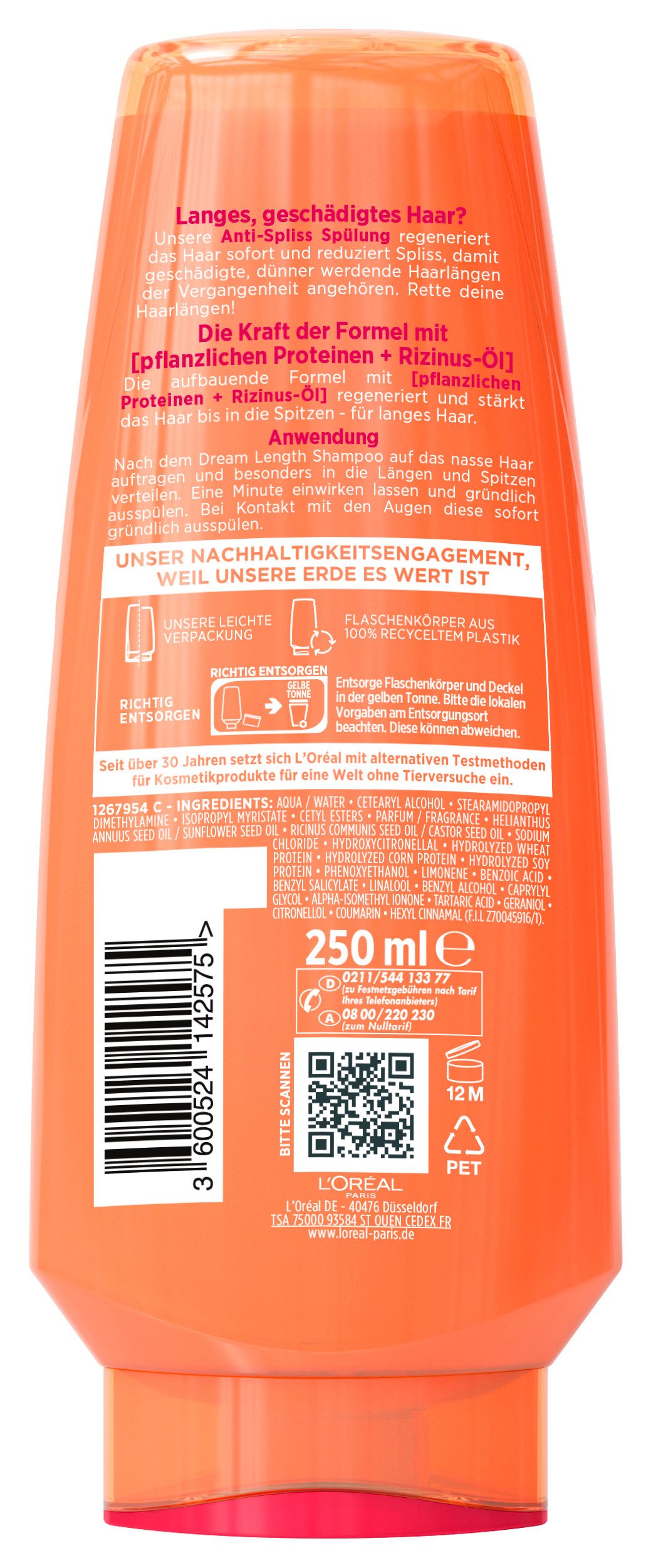 L'ORÉAL PARIS Haarspülung L'Oréal Paris Elvital Dream Length Spülung, Packung, 6-tlg., Stärkt das Haar gegen Haarbruch, sorgt für Glanz und Spannkraft.