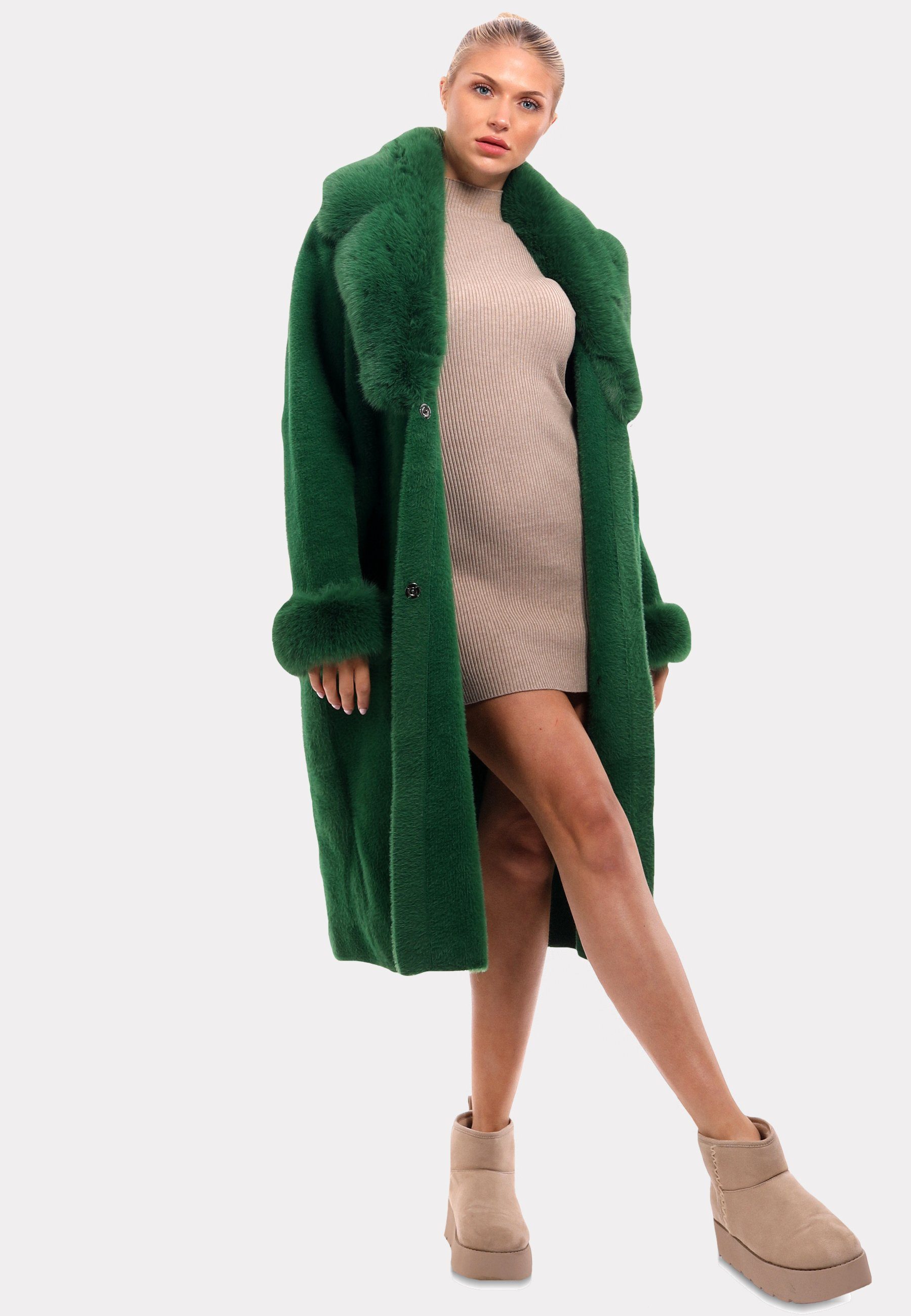 Mantel Kunstpelz-Details" luxuriösem Fashion mit YC & grün Poncho "Exquisiter Style