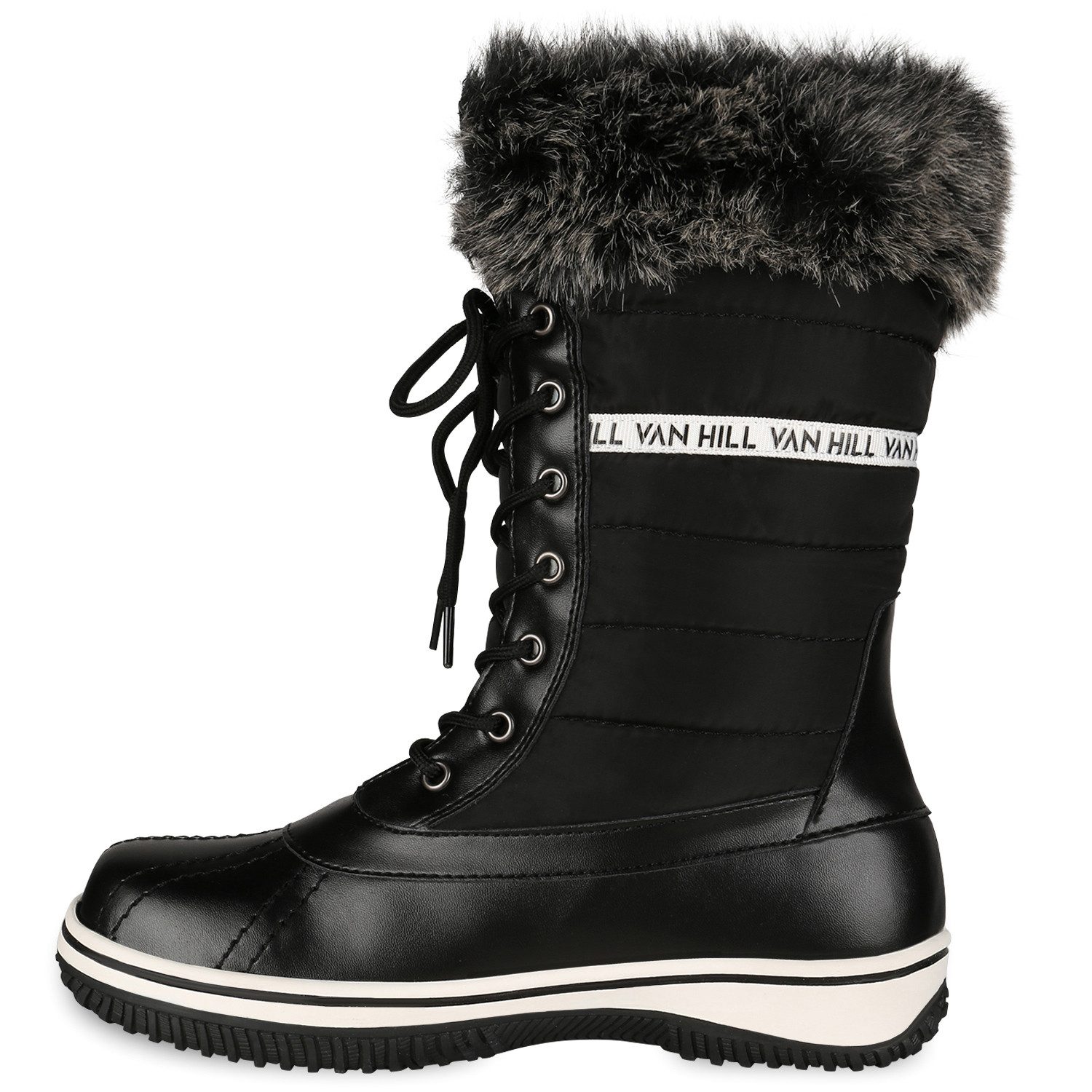 VAN HILL 838030 Winterstiefel Warm Gefütterte Damen Stiefeletten Winterboots Stiefel