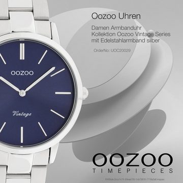 OOZOO Quarzuhr Oozoo Damen Armbanduhr silber Analog, (Analoguhr), Damenuhr rund, mittel (ca. 38mm) Edelstahlarmband, Fashion-Style