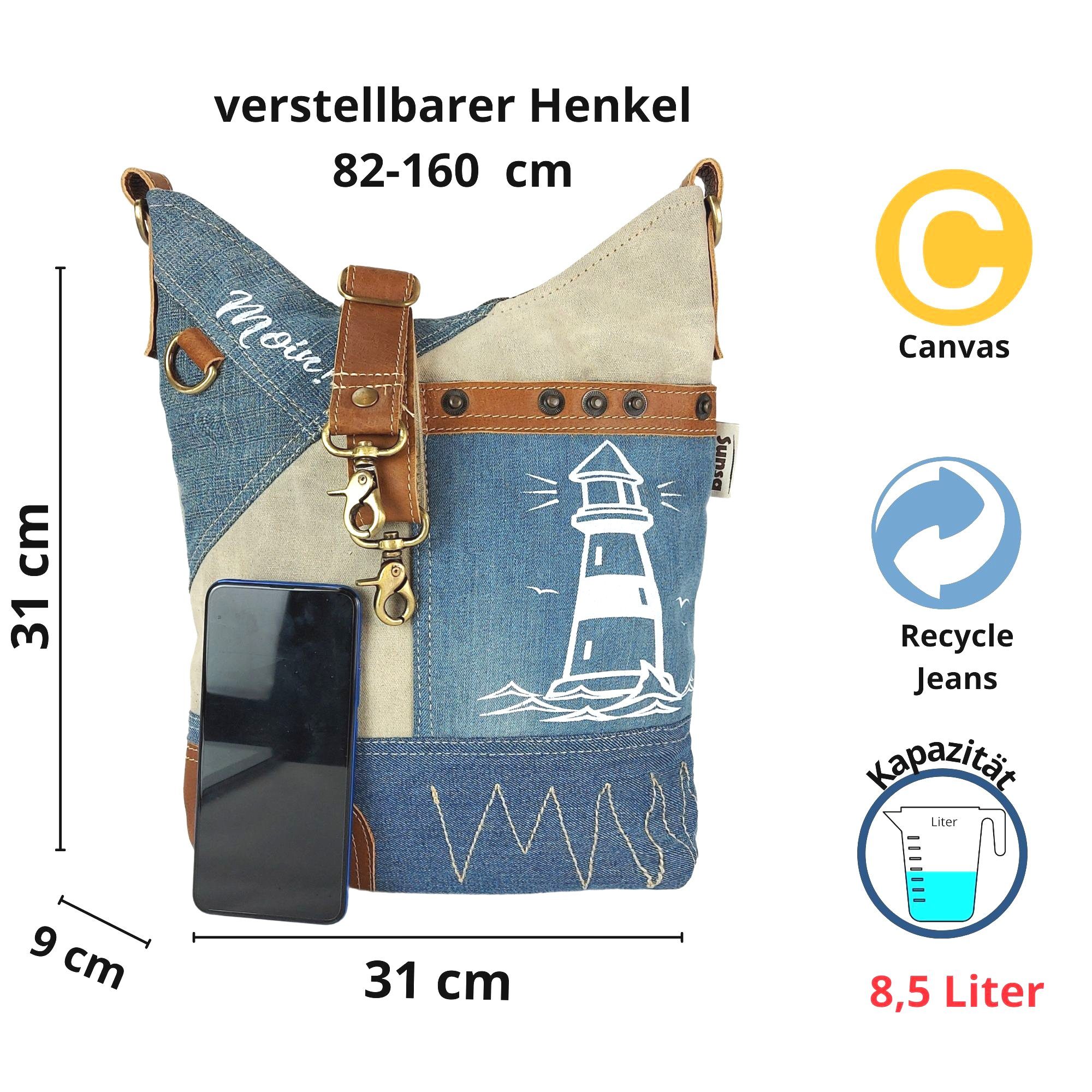 Sunsa Umhängetasche Umhängetasche Maritim Schultertasche Crossbody Tasche, enthält recyceltes Material, Steckfach an der Frontseite