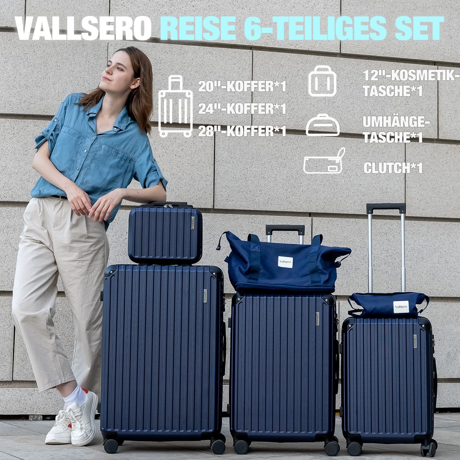 VALLSERO Trolleyset LG2 Hartschalen-Koffer set (S,M,L,XL) Rollkoffer, Reise günstig online kaufen