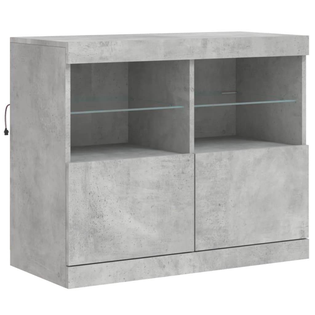 vidaXL Sideboard Sideboard mit LED-Leuchten Betongrau 81x37x67 cm (1 St) günstig online kaufen