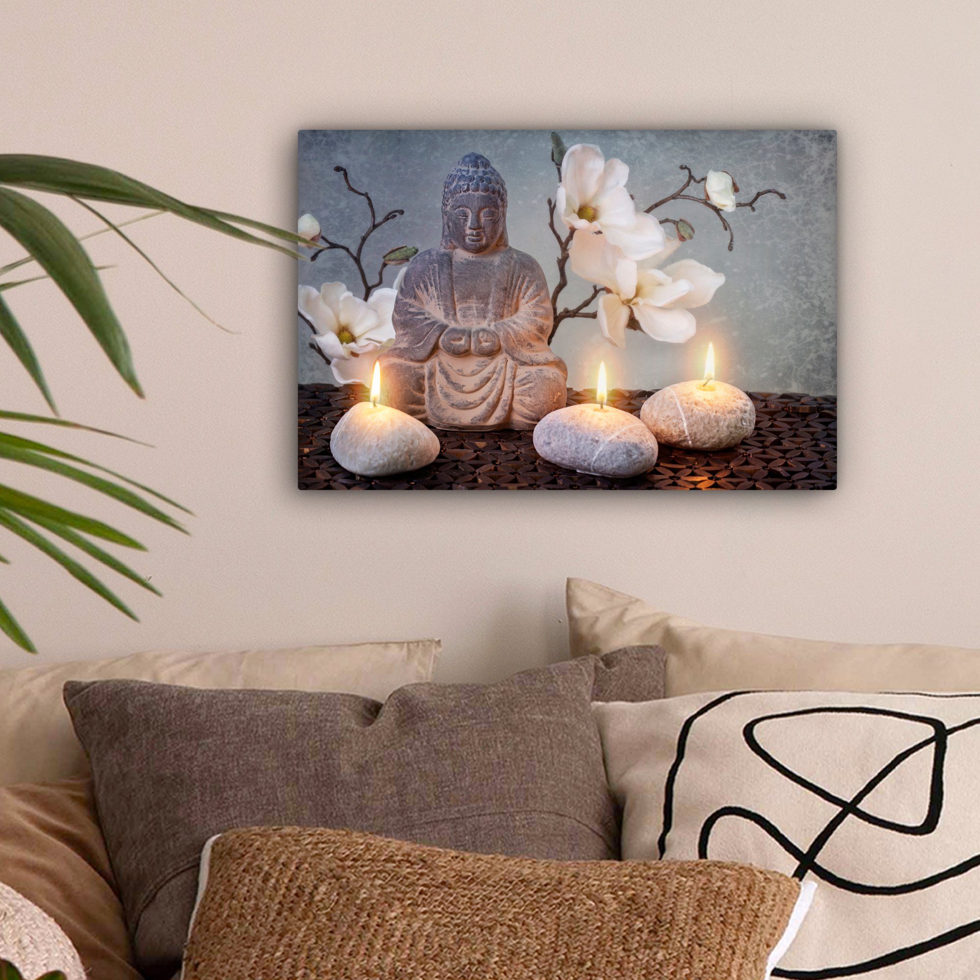 OneMillionCanvasses® Leinwandbild Buddha - Kerzen - günstig online kaufen