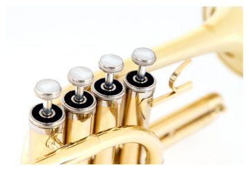 Classic Cantabile Piccolo-Trompete PT-196 Bb-Piccolotrompete - Lange Bauform - Bohrung: 11,7 mm - Schallbecher: 100 mm - Messing, lackiert - Inkl. Mundstück und Koffer