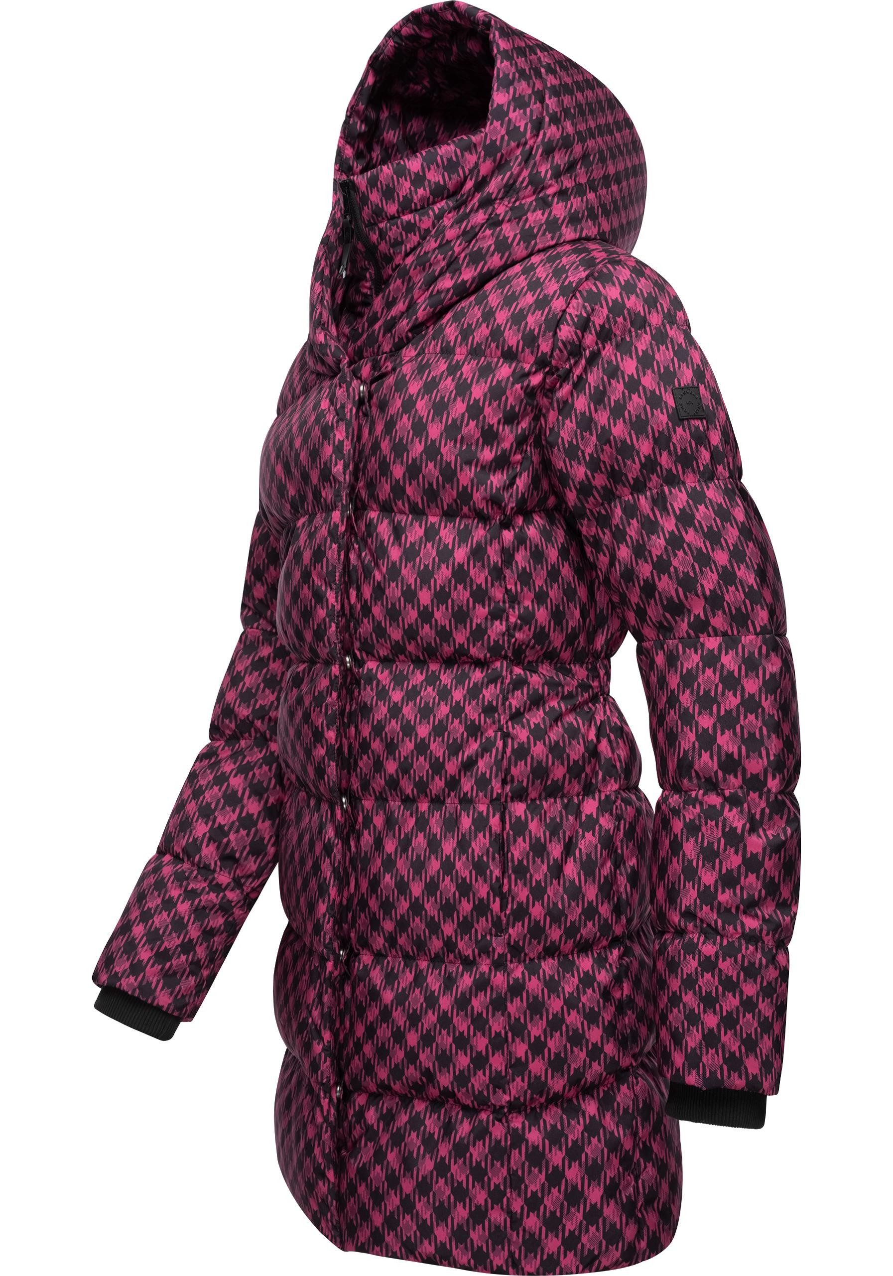 Ragwear Steppmantel Niara Print wasserdichter Mantel mit angesagtem Hahnentritt Muster