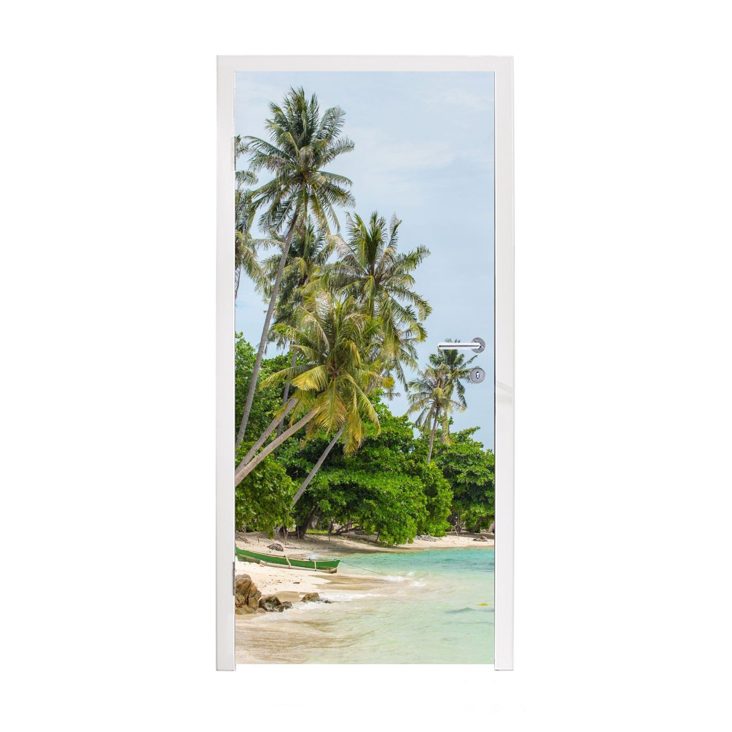 MuchoWow Türtapete Palmen - Strand - Sommer - Tropisch, Matt, bedruckt, (1 St), Fototapete für Tür, Türaufkleber, 75x205 cm