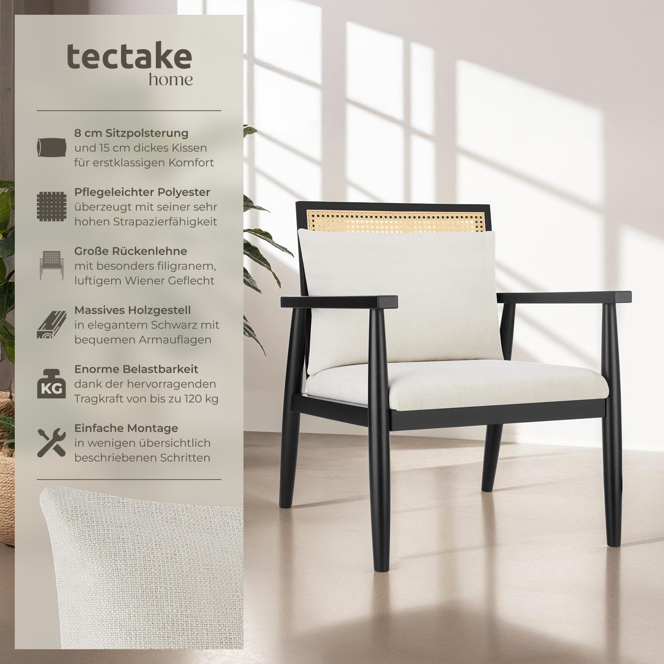 tectake Relaxsessel Loungesessel, dick gepolstert, mit extra Rückenkissen günstig online kaufen