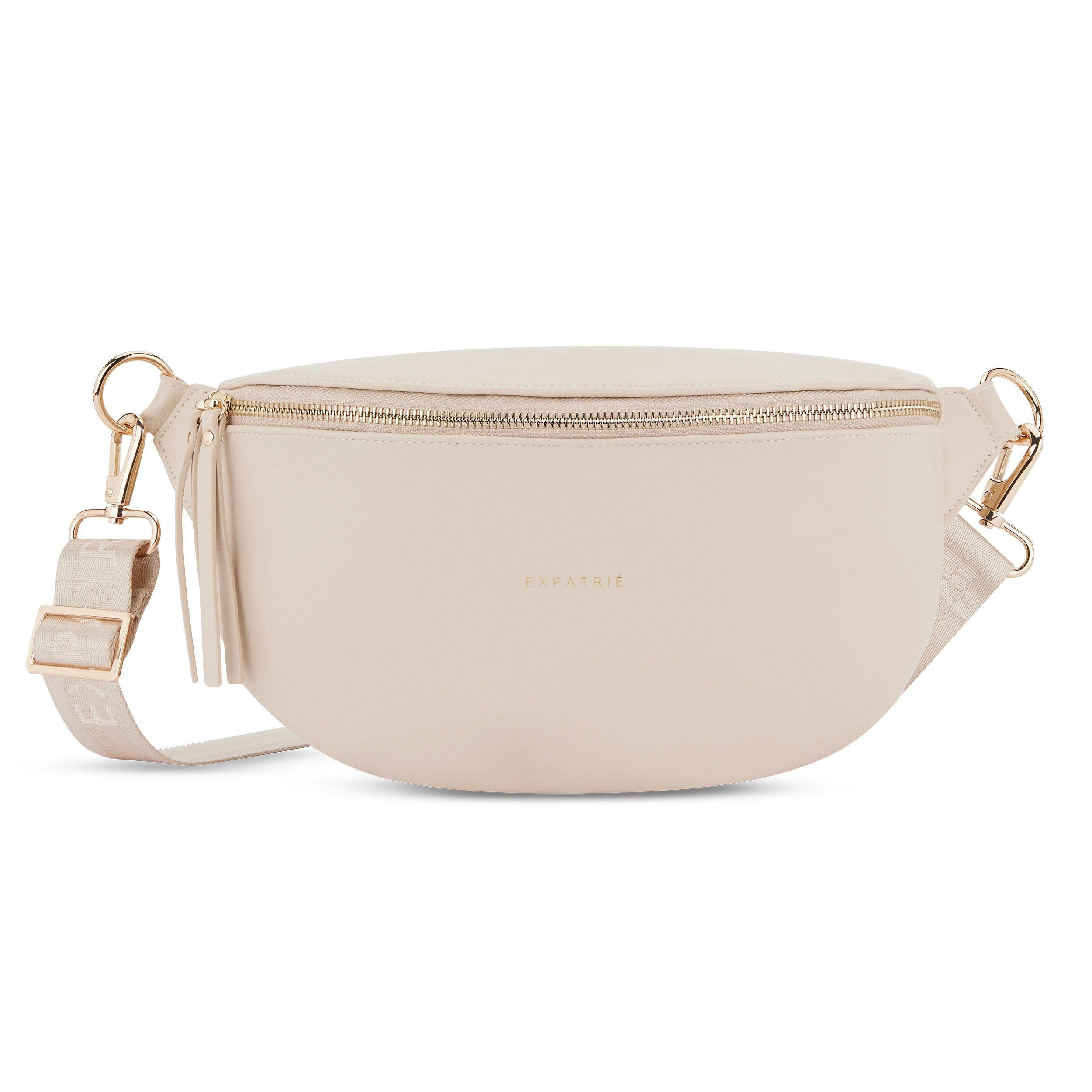 Beige Alice Bauchtasche, Hochwertiges Expatrié Kunstleder, Medium Gürteltasche Wasserabweisend