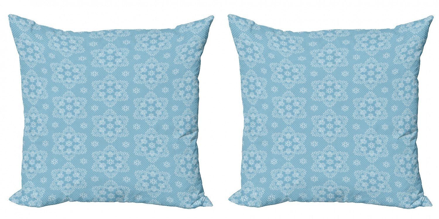 Kissenbezüge Modern Accent Doppelseitiger Digitaldruck, Abakuhaus (2 Stück), Jahrgang Spitze-Art Winter-Schneeflocke