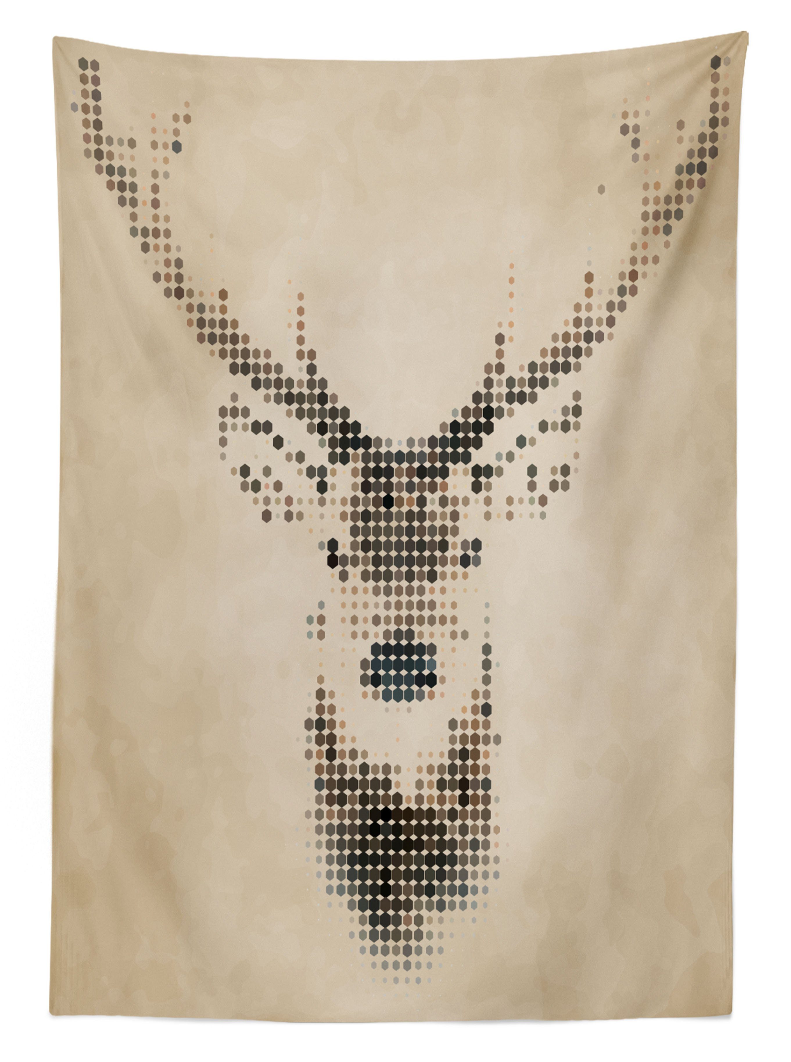geeignet Farben, Tischdecke Bereich Waschbar den Für Außen mit Abakuhaus Portrait Retro Punkten Klare Deer Farbfest
