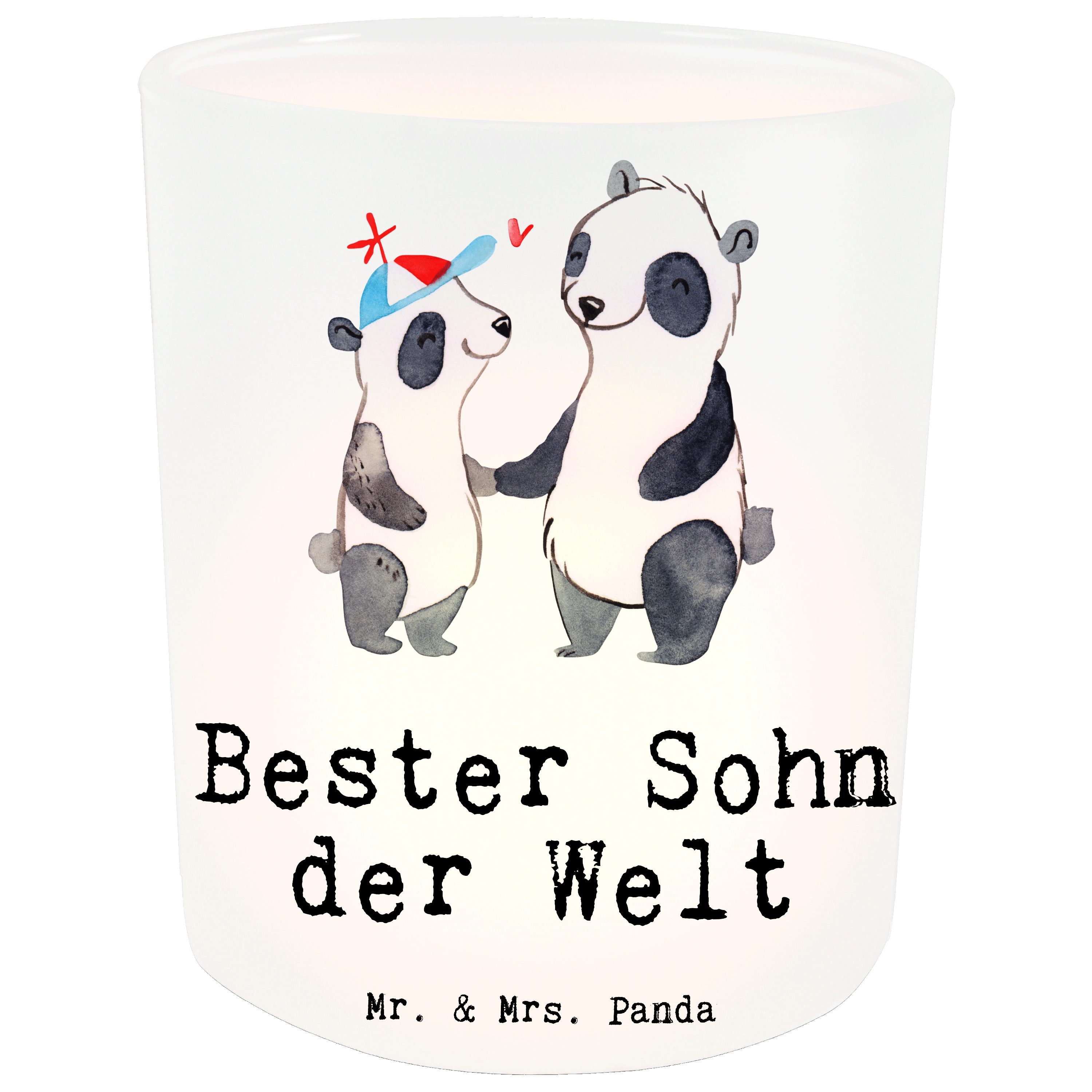 Mr. & Mrs. Panda Windlicht Panda Bester Sohn der Welt - Transparent - Geschenk, Familie, Kerzenl (1 St) | Windlichter