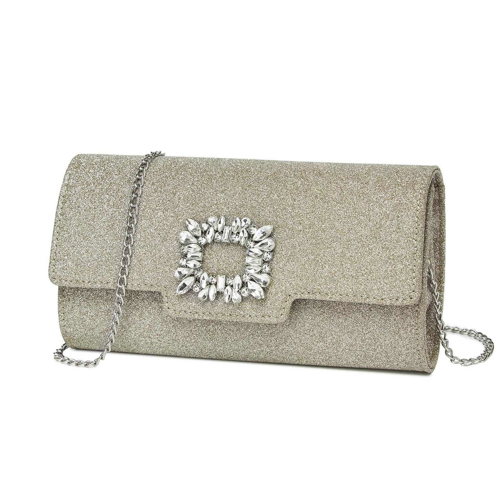 Miss Lulu Clutch Damen, Elegante Abendtasche mit Kette