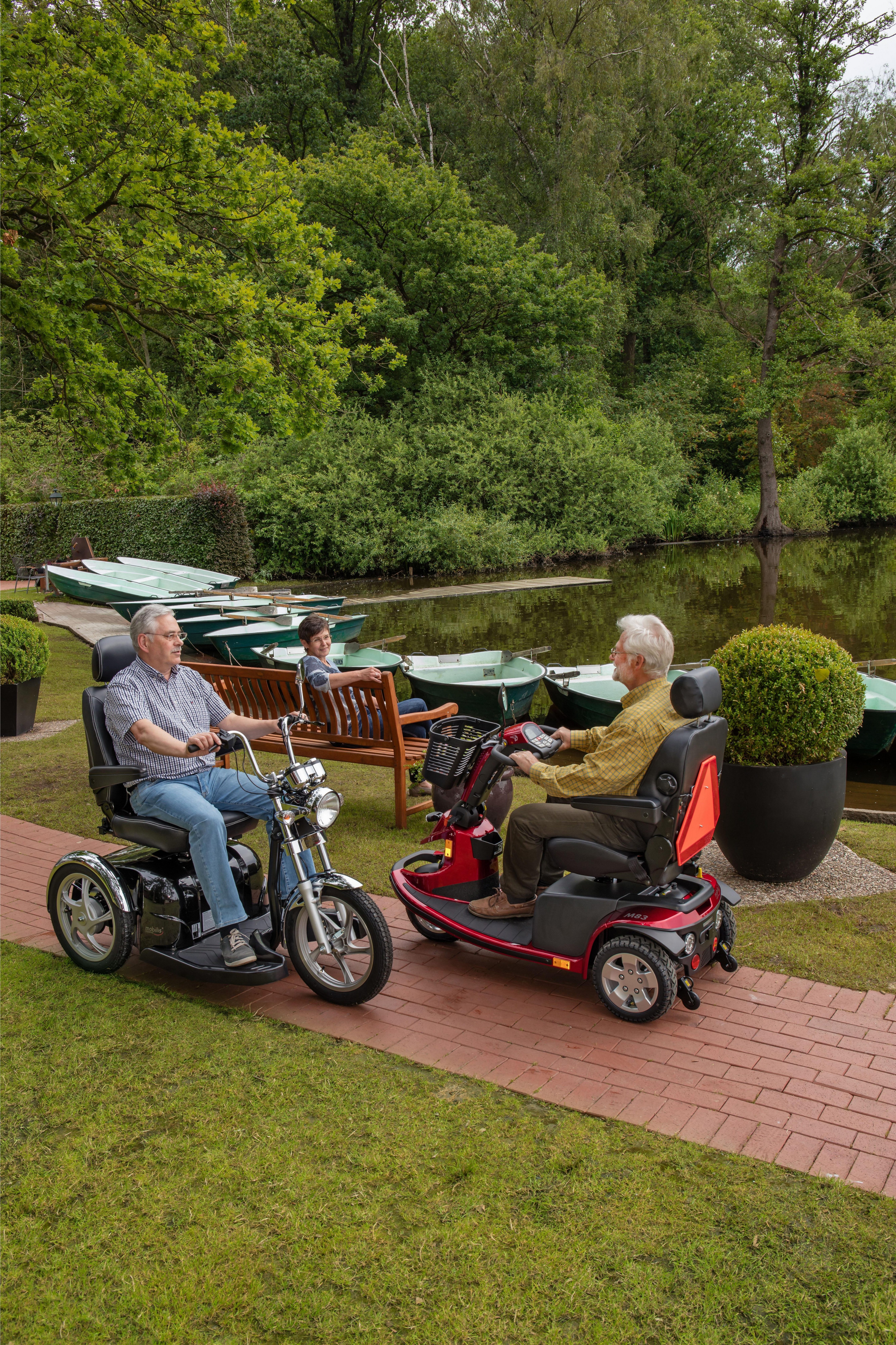 mobilis electric mobility scooter M83, agile, fast and comfortable, 900 W, 15 km/h, (basket), 3-wheel, 15 km/h, suspension, cornering reduction, LCD display