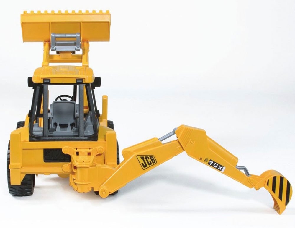 Bruder® Spielzeug-Bagger JCB 4CX Baggerlader m. Ladeschaufel und Grabbagger (02428), Made in Europe