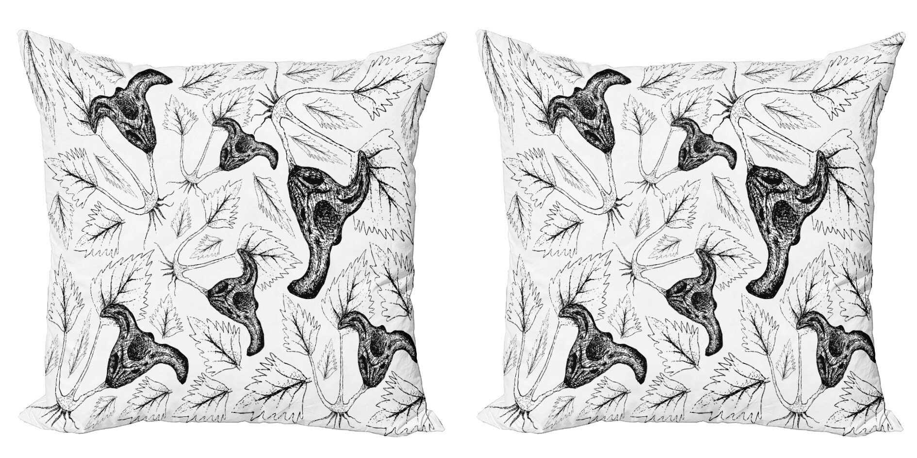 Kissenbezüge Modern Accent Doppelseitiger Digitaldruck, Abakuhaus (2 Stück), Botanisch Blätter und Wassernuss