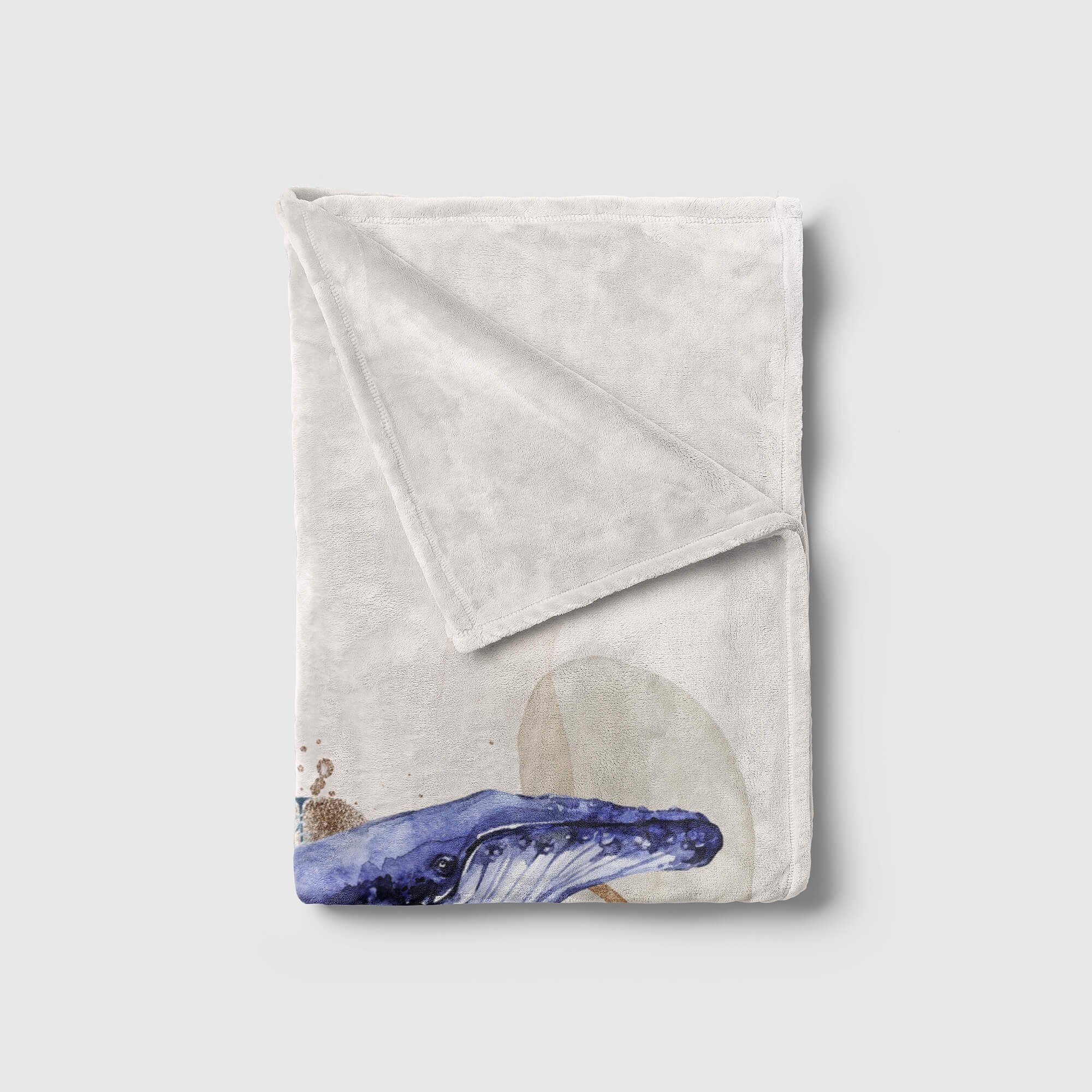 Sinus Art Handtücher (1-St), Strandhandtuch Ozean Baumwolle-Polyester-Mix Kunstvoll Handtuch Handtuch Aquarell Kuscheldecke Saunatuch Mot, Buckelwal