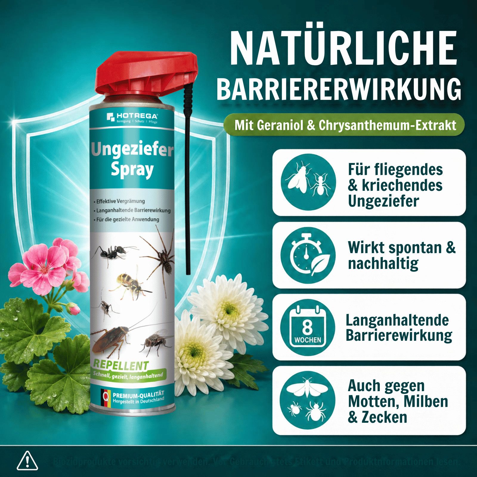 HOTREGA® Vergrämungsmittel Ungeziefer-Spray REPELLENT 600 ml, Insektenspray, geruchsarm & sicher, 0.6 l – Bild 5 von 5