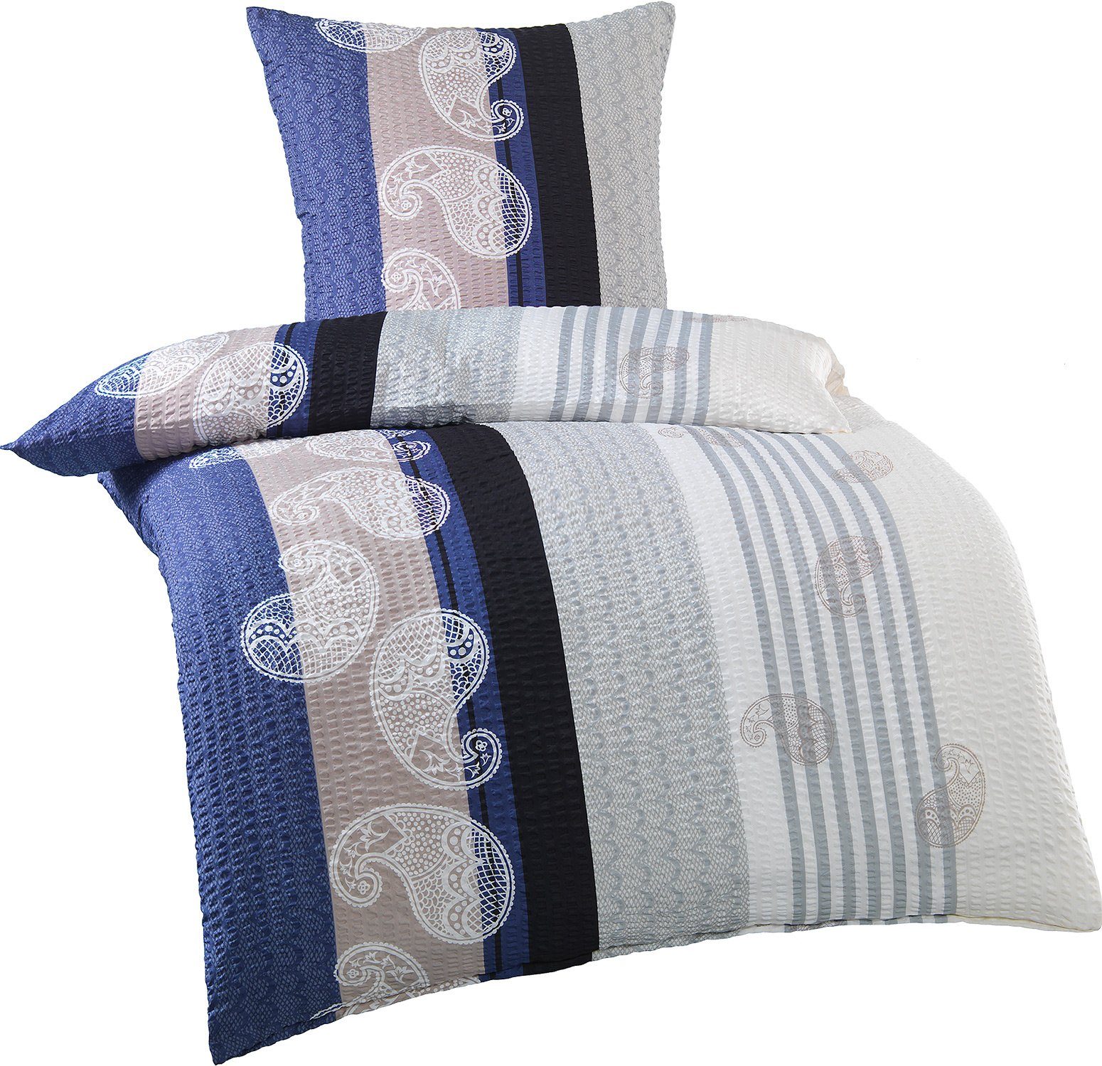 KH-Haushaltshandel Bettwäsche 2-tlg. Seersucker Bettwäsche 135x200 +80x80cm günstig online kaufen