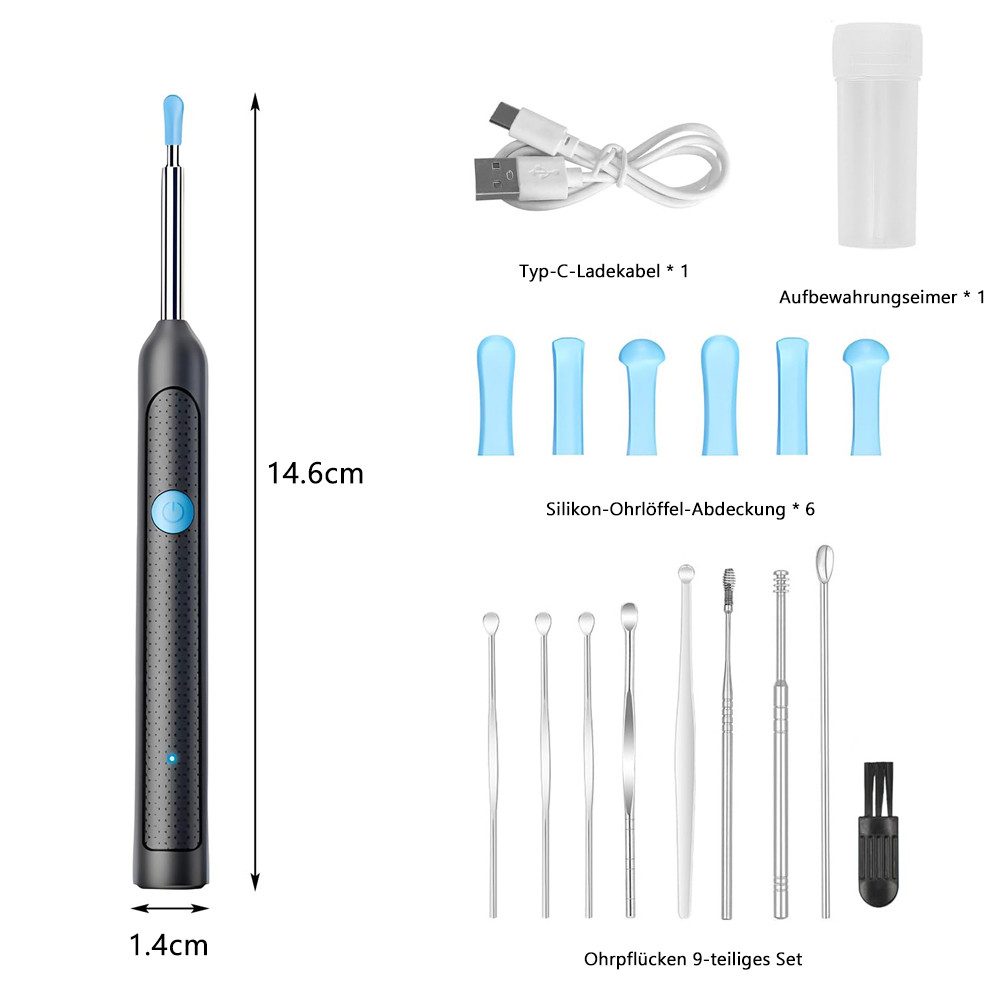 TUWENA Ohrenreiniger Ohrenschmalz Entferner Otoskop, Intelligenter Ohrenreiniger Mit Kamera