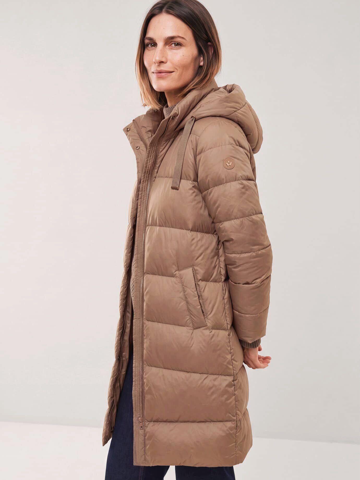 Walbusch Steppjacke Damen Langer warmer Mantel mit Echtdaune Stehkragen, wasserabweisend, wärmend