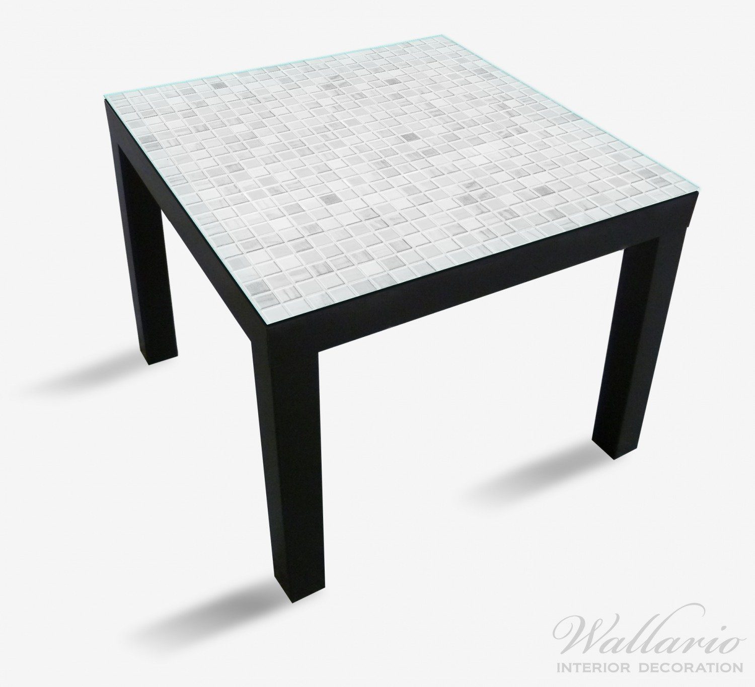 Lack geeignet im für St), Fliesen weiß-grau (1 Tisch Ikea Bad Wallario Tischplatte
