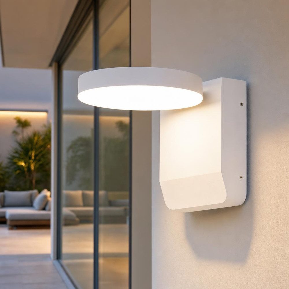 V-TAC LED Wandstrahler, LED-Leuchtmittel fest verbaut, Neutralweiß, LED Wandlampe Außenleuchte Wandleuchte Gartenlampe beweglich Alu weiß