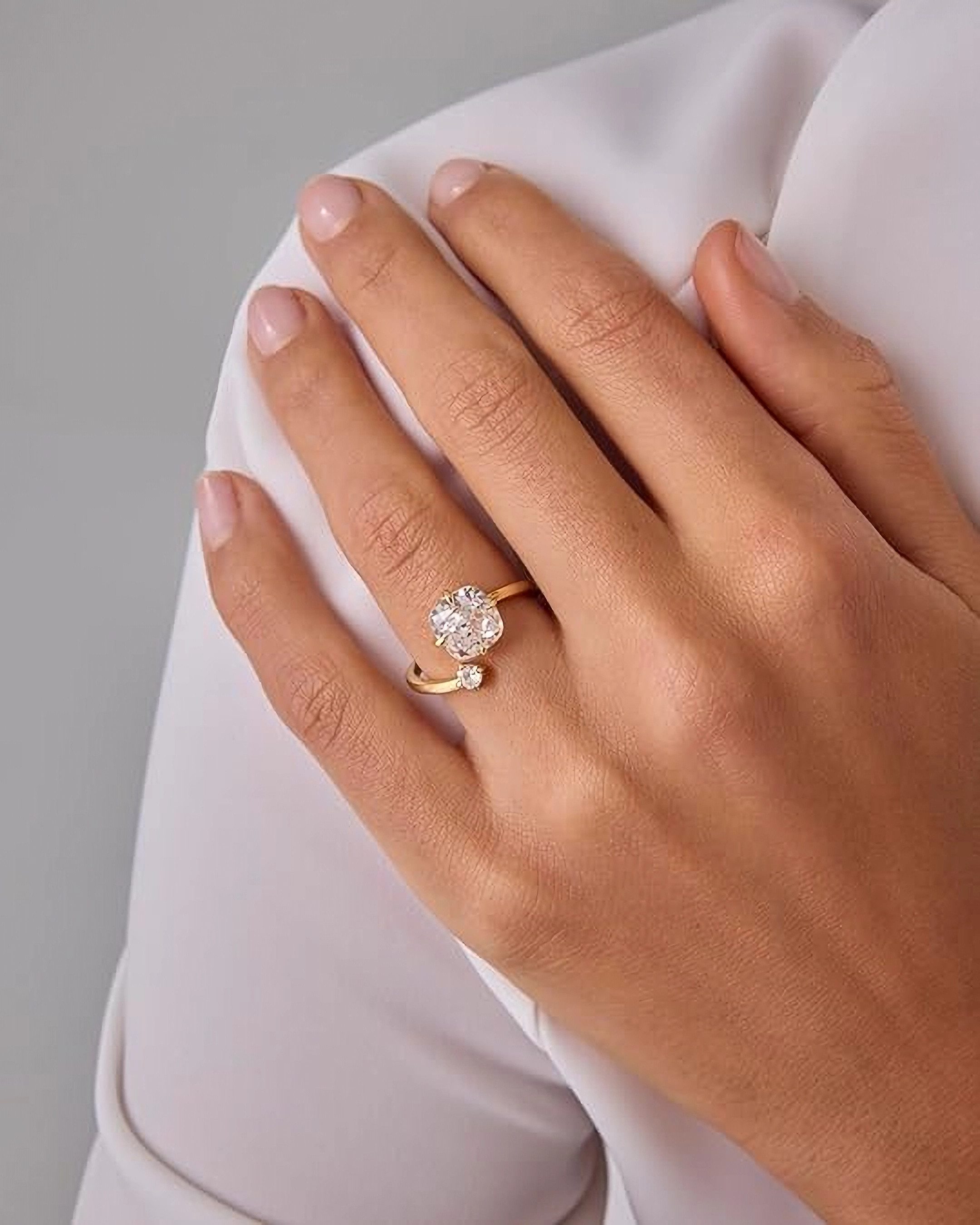 Jumpeak Verlobungsring 585 Gold, 3 Karat Diamantring im Kissenschliff, Damen-Ehering, E, VVS2, 2ex, IGI-Zertifikat, für Verlobungen, Geburtstage, Jahrestage