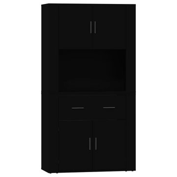 furnicato Sideboard Highboard Schwarz Holzwerkstoff