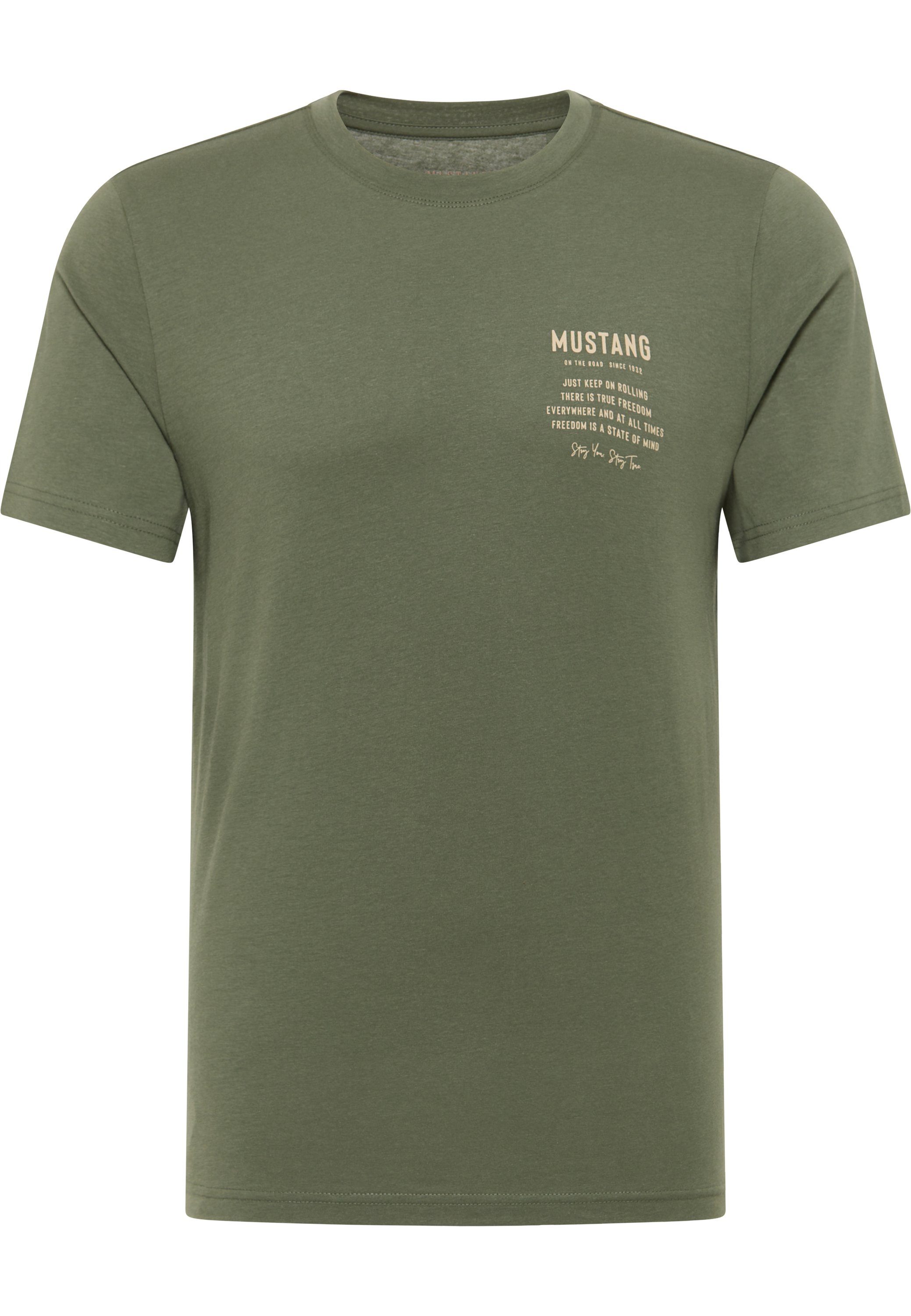 MUSTANG Kurzarmshirt Mustang T-Shirt grün | T-Shirts