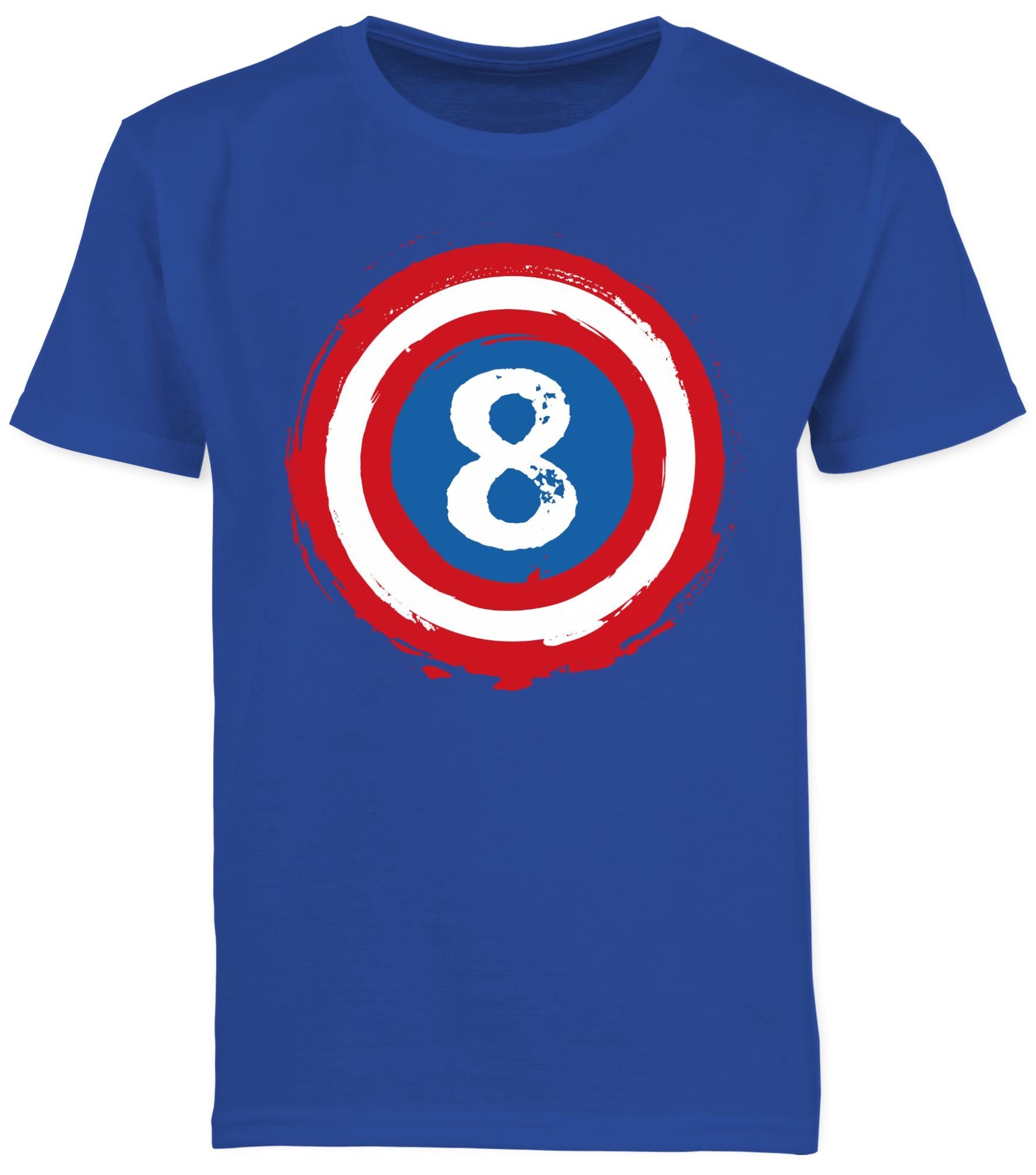 Royalblau T-Shirt Shirtracer Superhelden Geburtstag 8. 2 Acht Schild