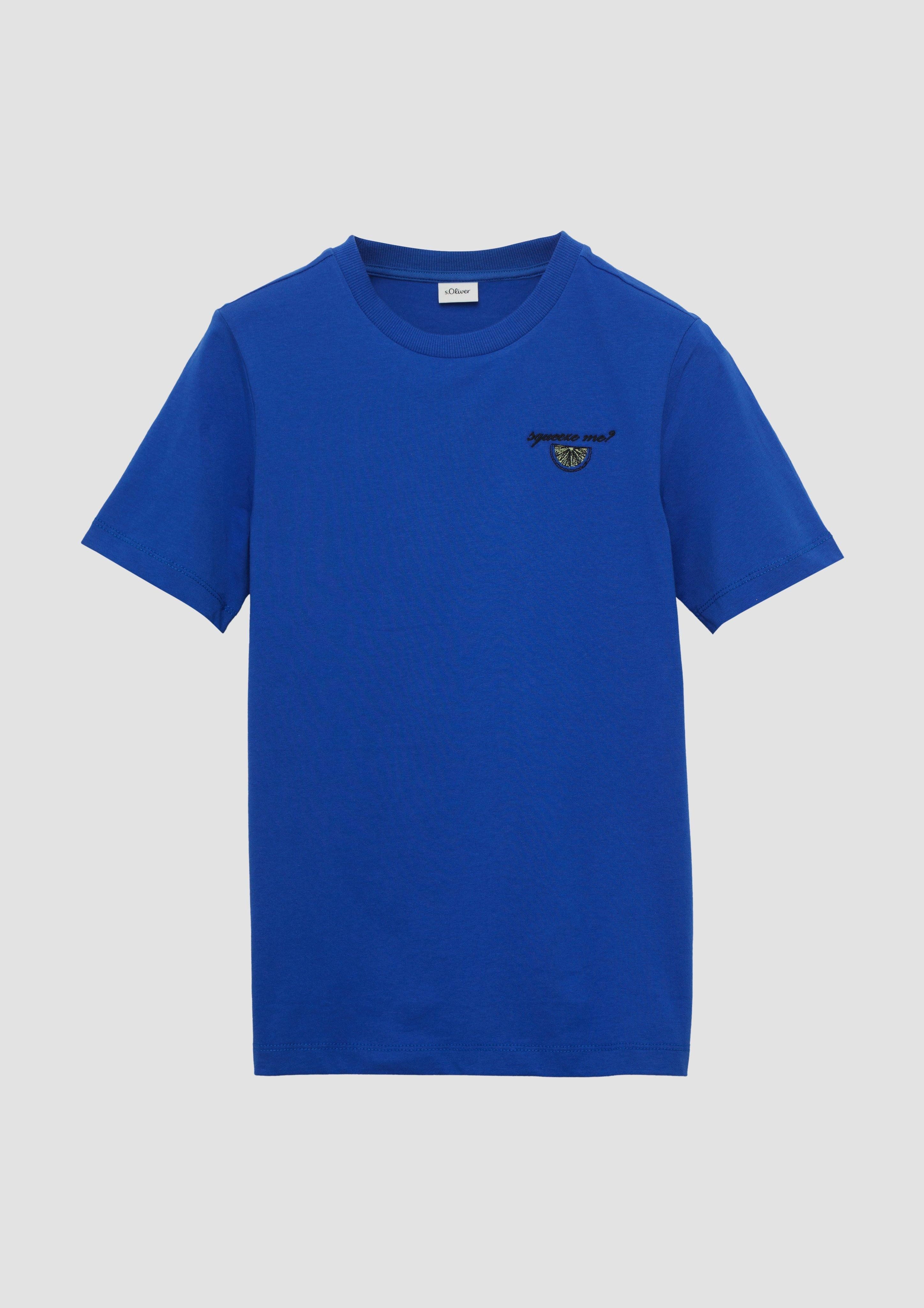 Kurzarmshirt T-Shirt aus Jersey mit Stick-Detail