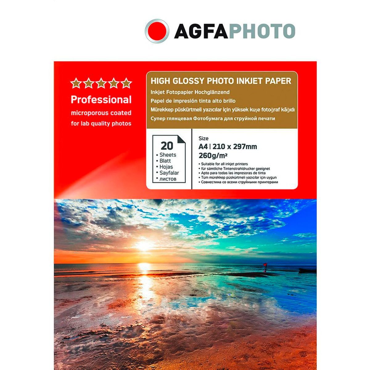 AgfaPhoto Druckerpapier Professional Photo Paper High Gloss 260 g A 4 20