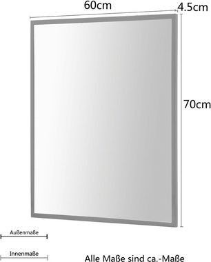 welltime Badspiegel Pisa Loftstyle modern, Spiegel Wohnwarumspiegel 60 x 70 cm Metall schwarz