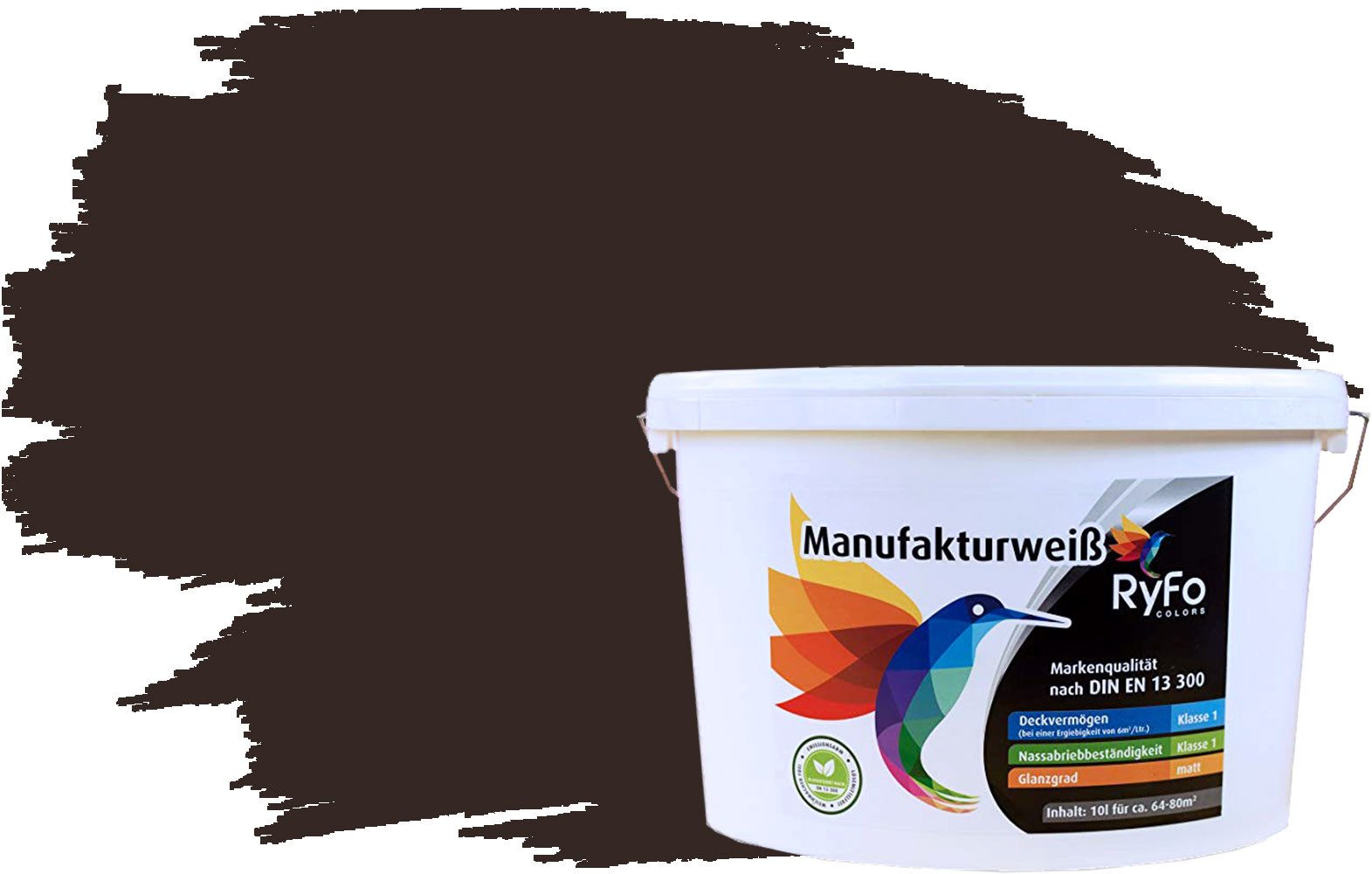 RyFo Colors Wand- und Deckenfarbe Manufakturweiß Brauntöne, 1× streichen, 1 L reicht für ca. 8 m², Deckkraft-/Nassabriebklasse 1, matt, atmungsaktiv, für Innenräume. € 62,99, (€ 6,30 pro 1 l).