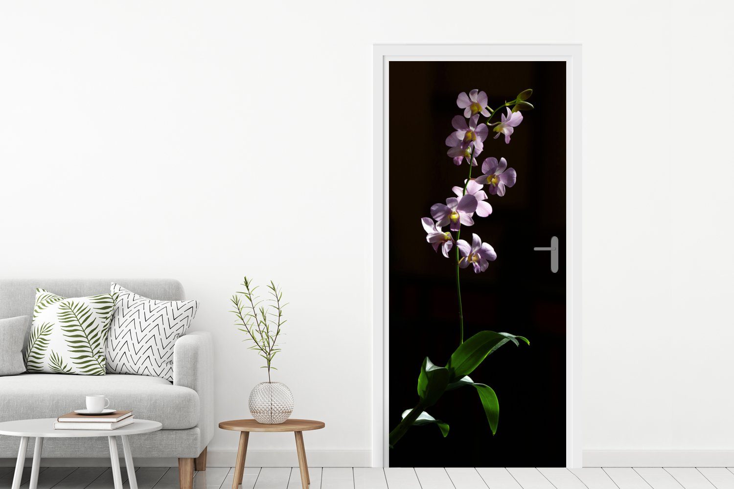 MuchoWow Türtapete Orchidee - Blume bedruckt, Tür, Rosa, Matt, 75x205 (1 cm - für Türaufkleber, St), Fototapete