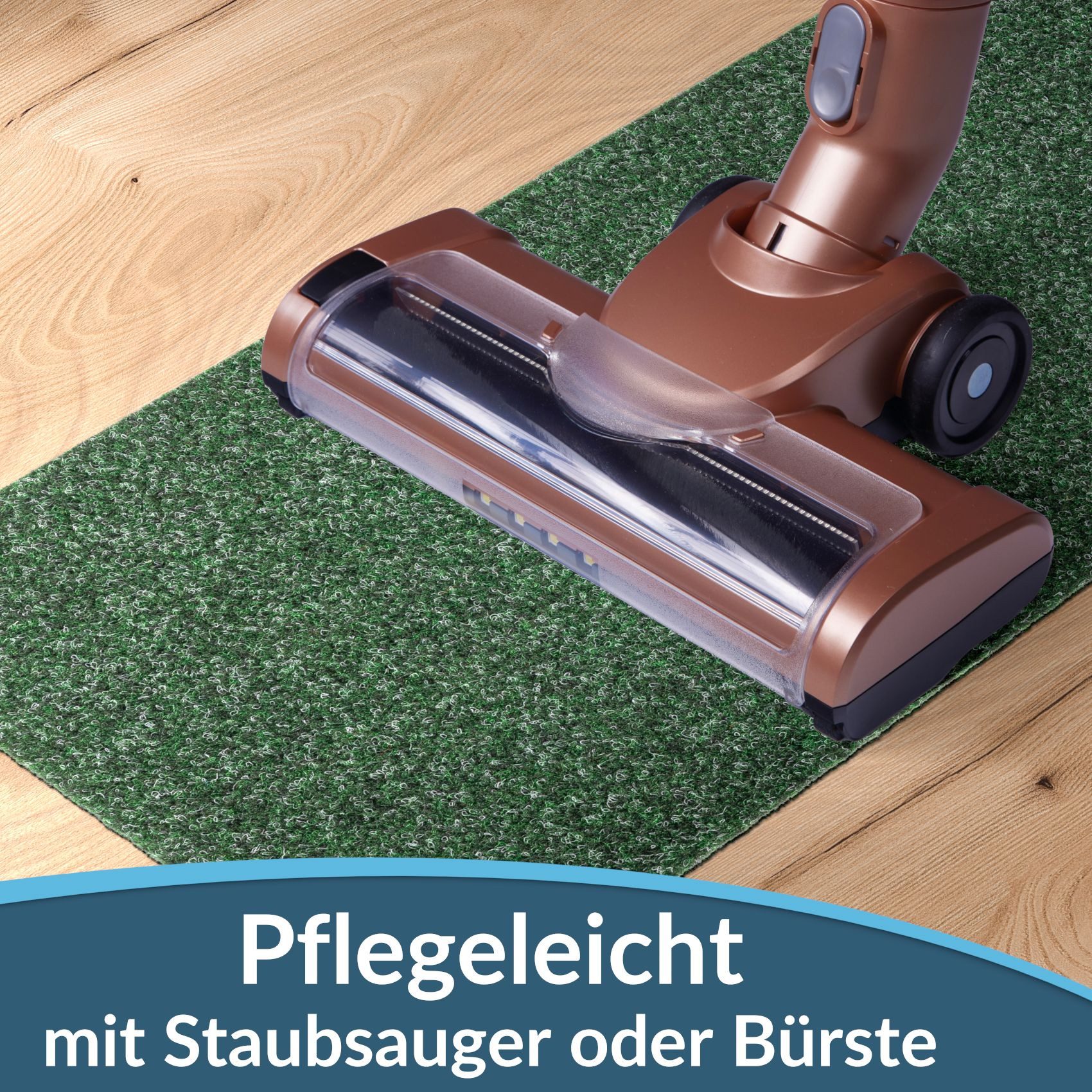 ANRO Fußmatte POET Schuhparkplatz schmal Schmutzfangmatte Unifarben, eckig, Höhe: 3 mm, Schuh-Abstellplatz rutschfest 25x60cm Kräusel Grün wasserdicht – Bild 4 von 5