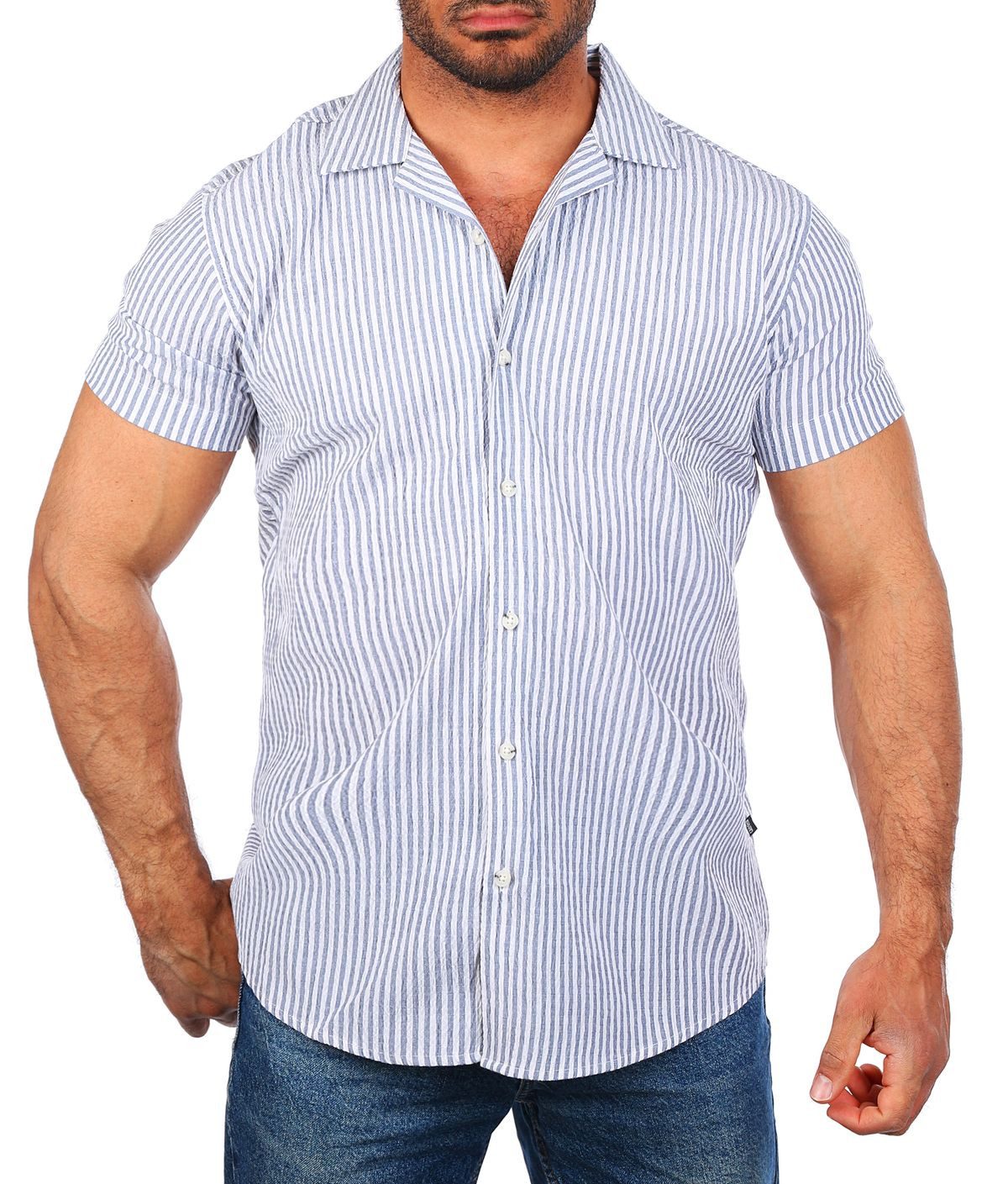 CARISMA Kurzarmhemd Herren Hemd trendig geriffelt gewebt retro Look 9270 günstig online kaufen