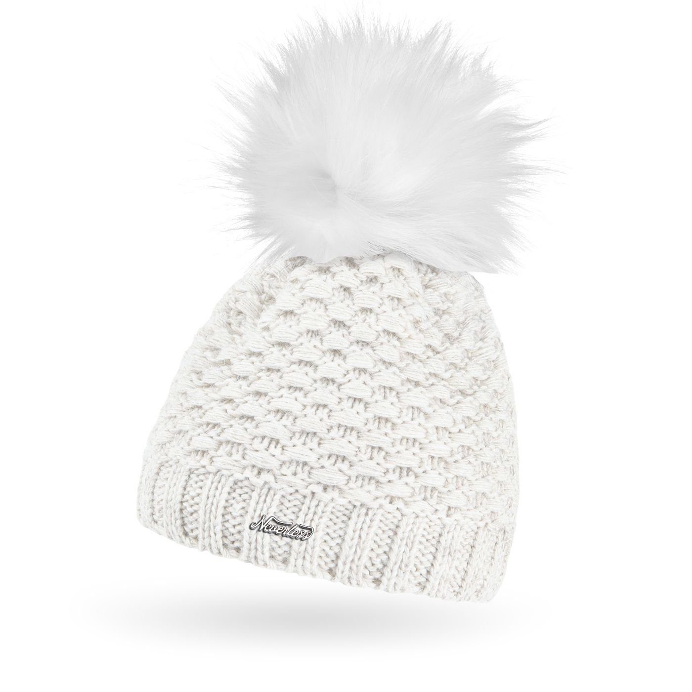 Neverless Bommelmütze Damen Winter-Mütze Strick Fleecefutter Kunstfell-Bomm günstig online kaufen