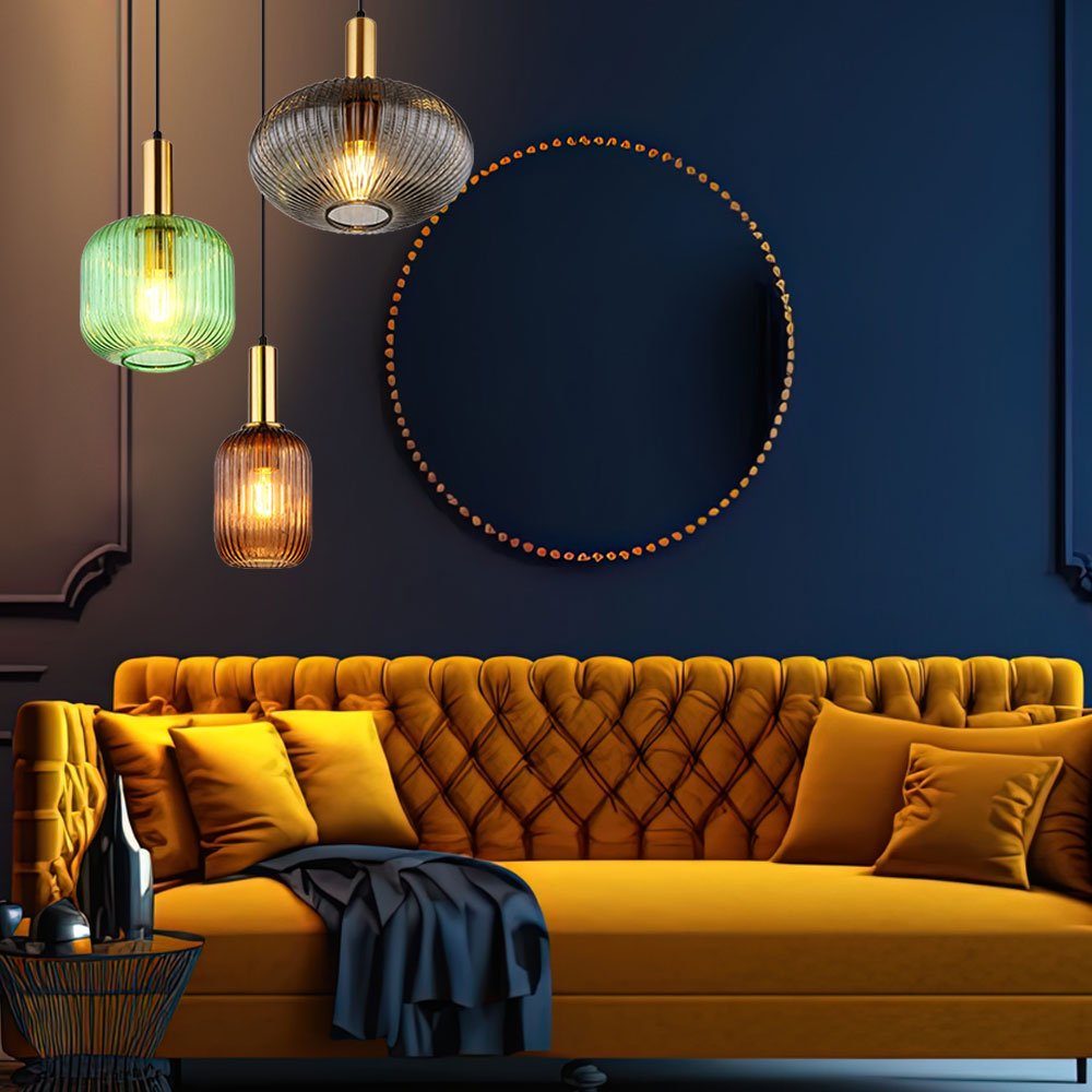 GLOBO LIGHTING Pendelleuchte, Leuchtmittel nicht inklusive, Pendelleuchte Retro messing Hängelampe Esstisch Glas