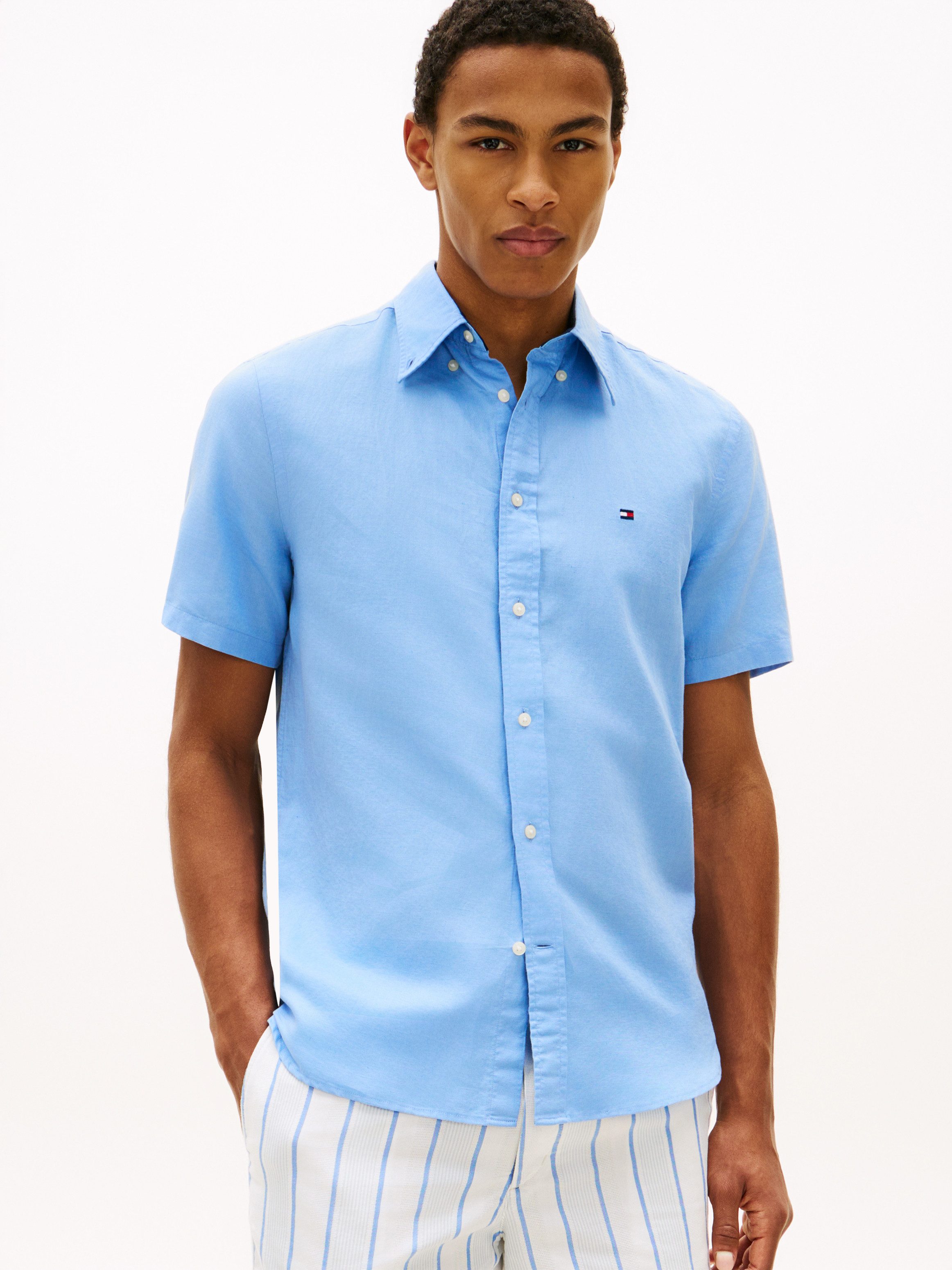 Tommy Hilfiger Kurzarmhemd LINEN BLEND SOLID