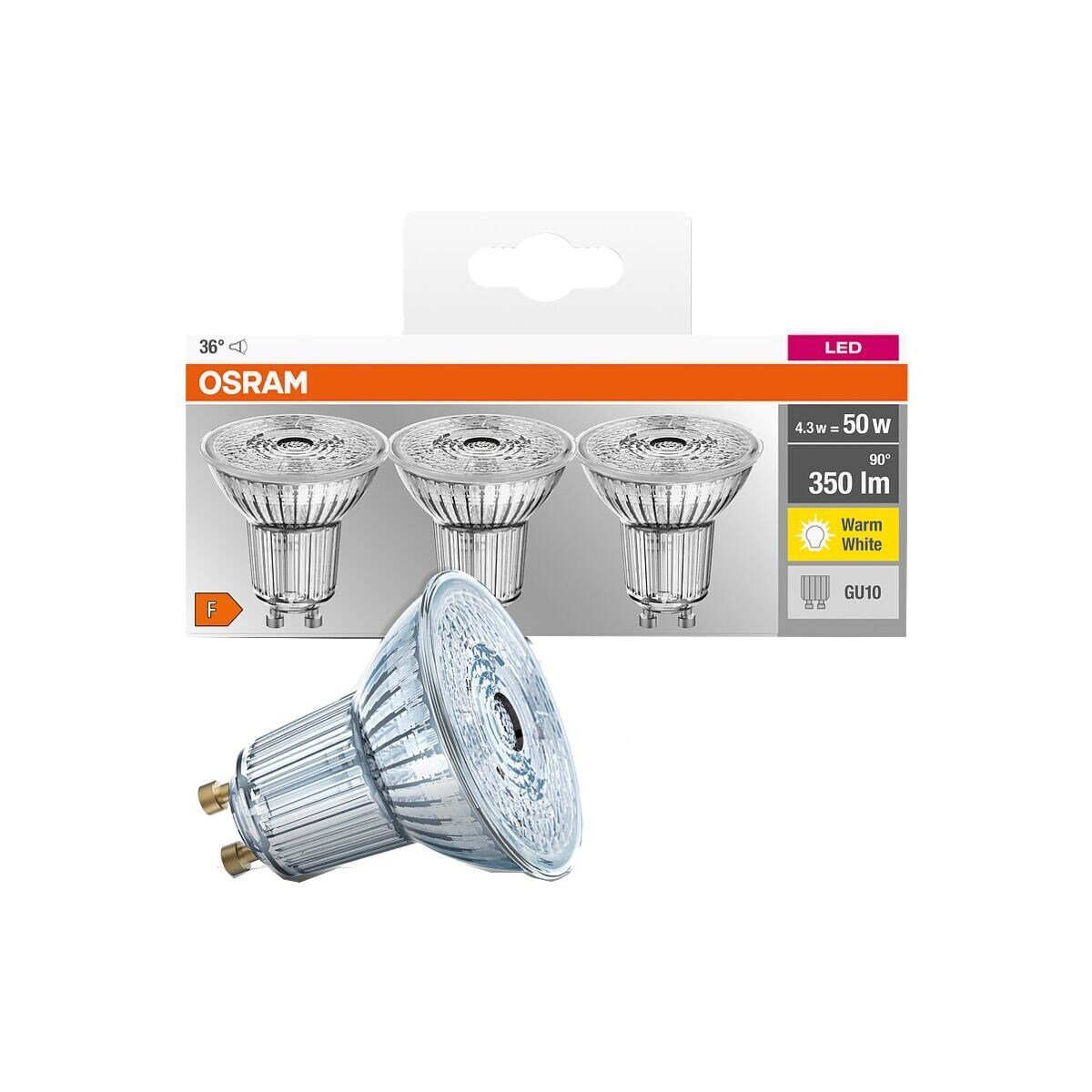 Osram LED-Leuchtmittel Base Par16, GU10, Retrofit-Stecksockel, W 4,3 White, St., mit 3 Warm