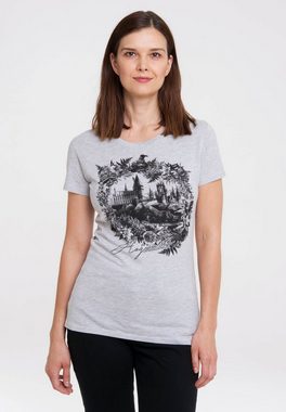 LOGOSHIRT T-Shirt Harry Potter - Hogwarts Schloss mit tollem Hogwarts-Print