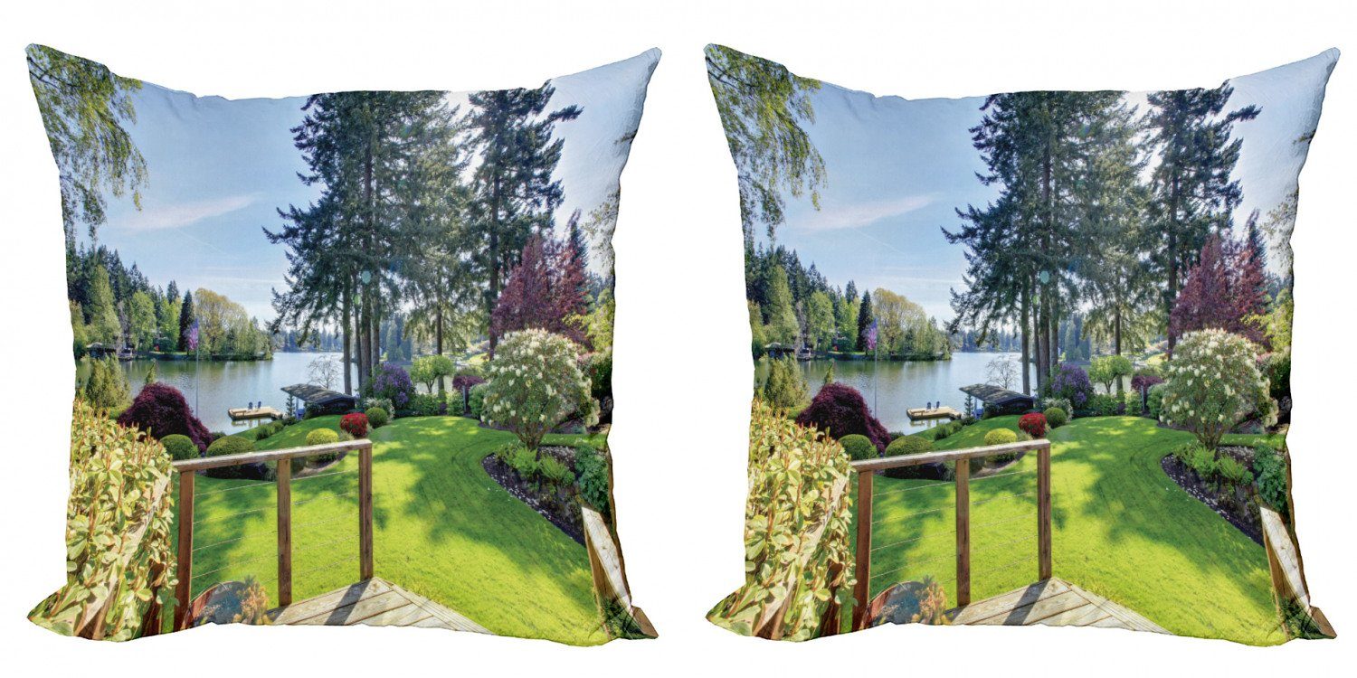 Kissenbezüge Modern Accent Doppelseitiger Digitaldruck, Abakuhaus (2 Stück), Natur Hinterhof-Garten-Frühling | Kissenbezüge